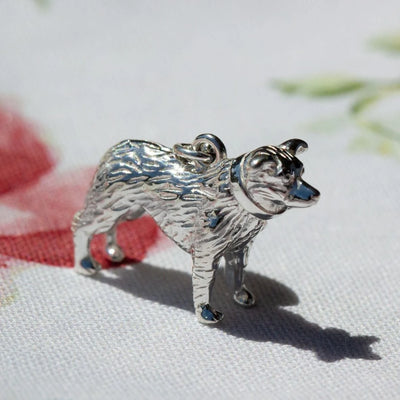 Border Collie sterling silver charm