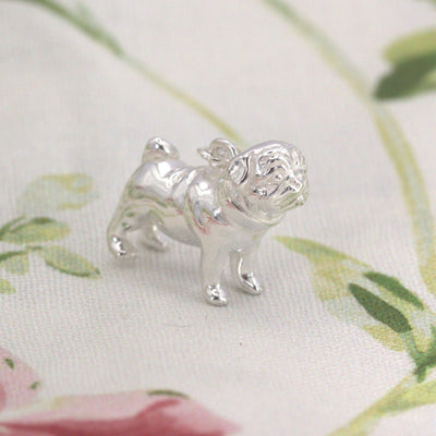 Pug sterling silver charm
