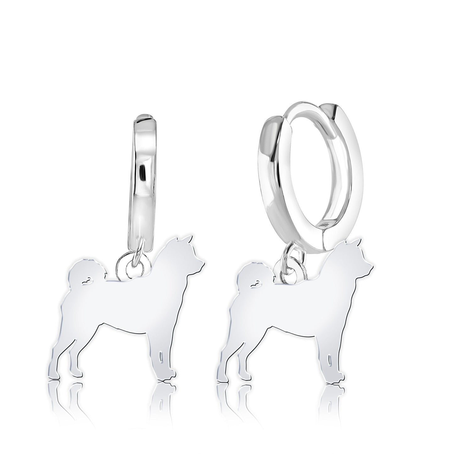 Akita Inu Silhouette Silver Earrings - MYLEE London