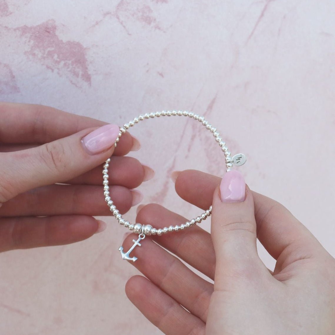 Anchor on Silver Ball Bead Bracelet - MYLEE London