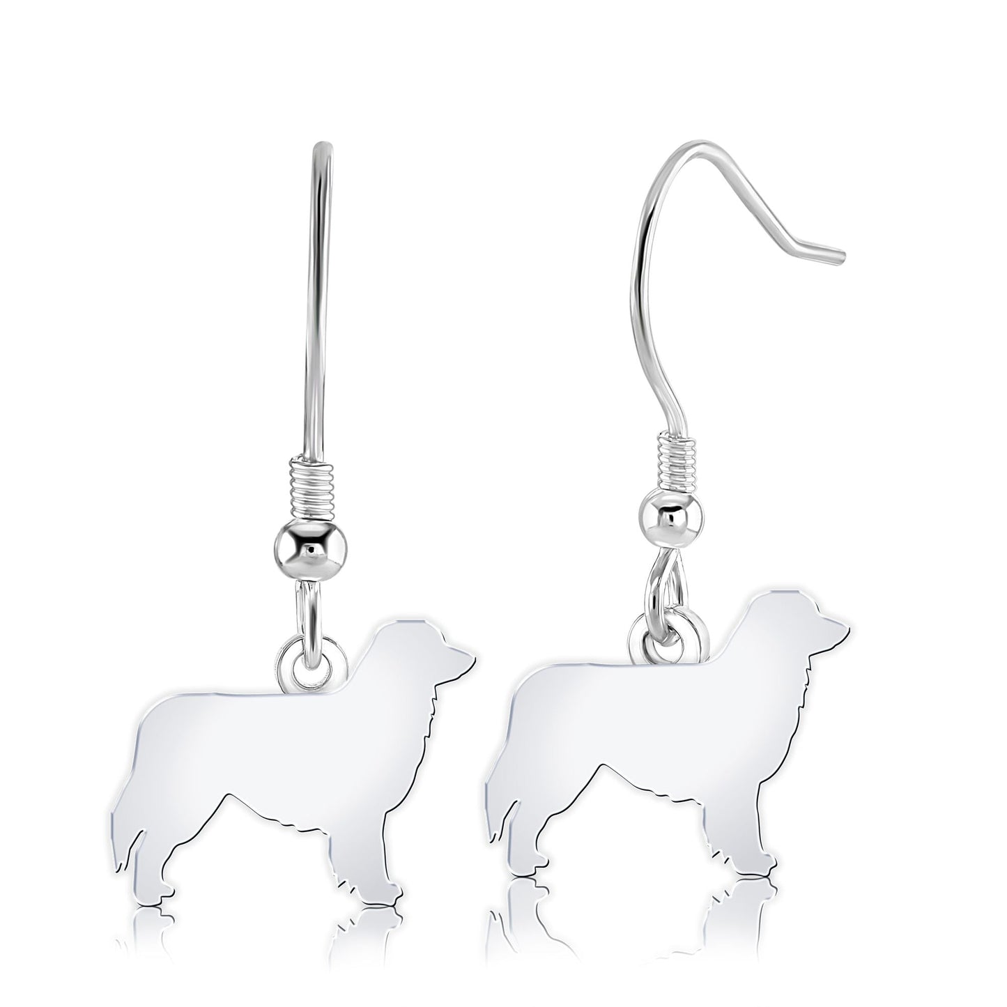 Australian Shepherd Silhouette Silver Earrings - MYLEE London