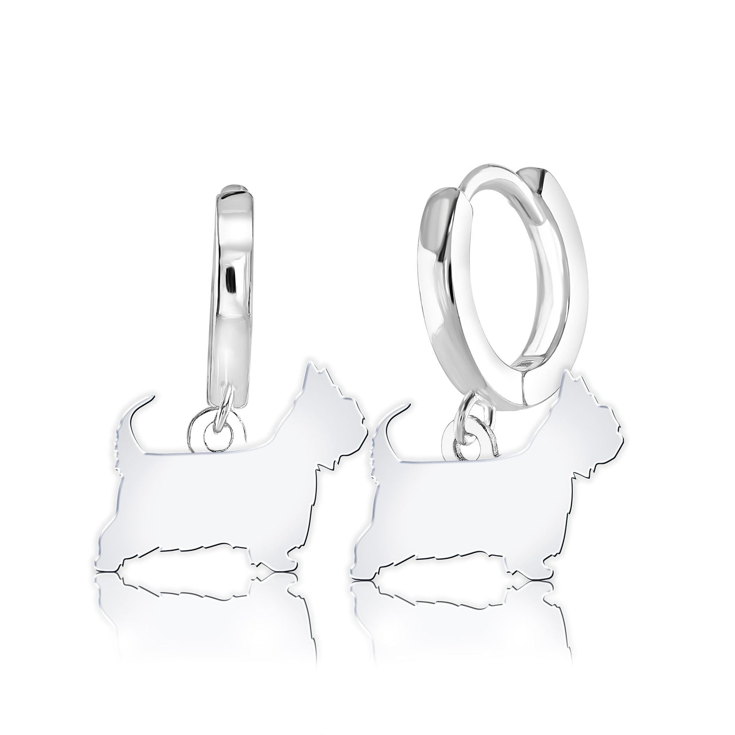 Australian Terrier Silhouette Silver Earrings - MYLEE London
