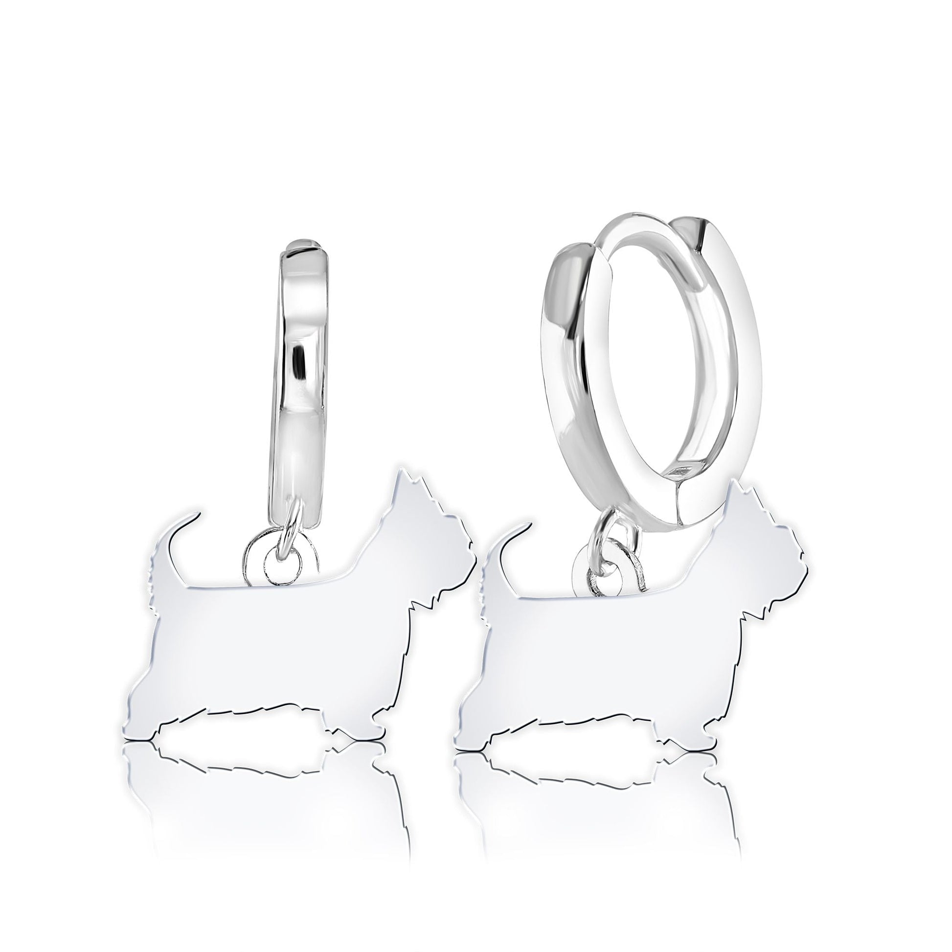 Australian Terrier Silhouette Silver Earrings - MYLEE London