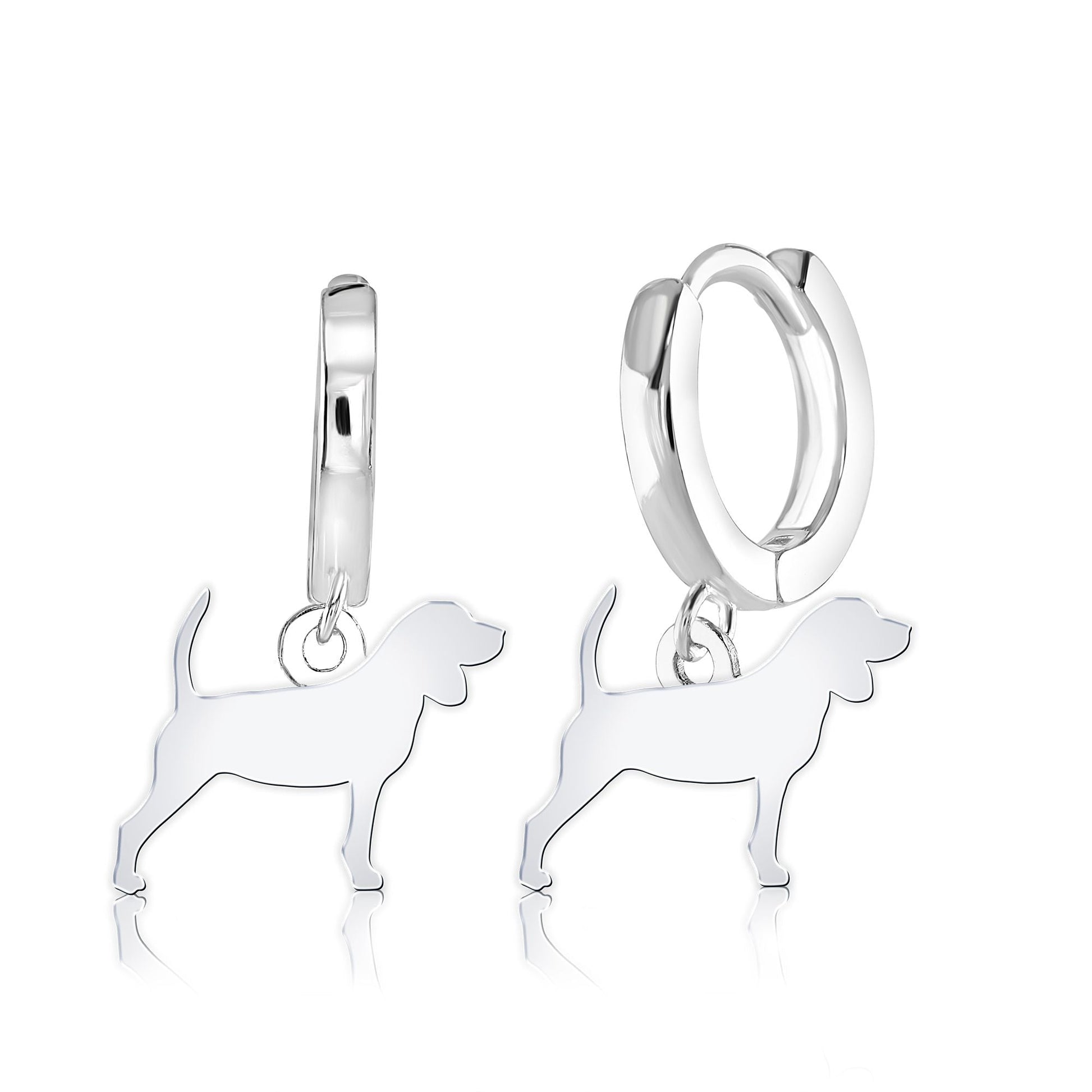 Beagle Silhouette Silver Earrings - MYLEE London
