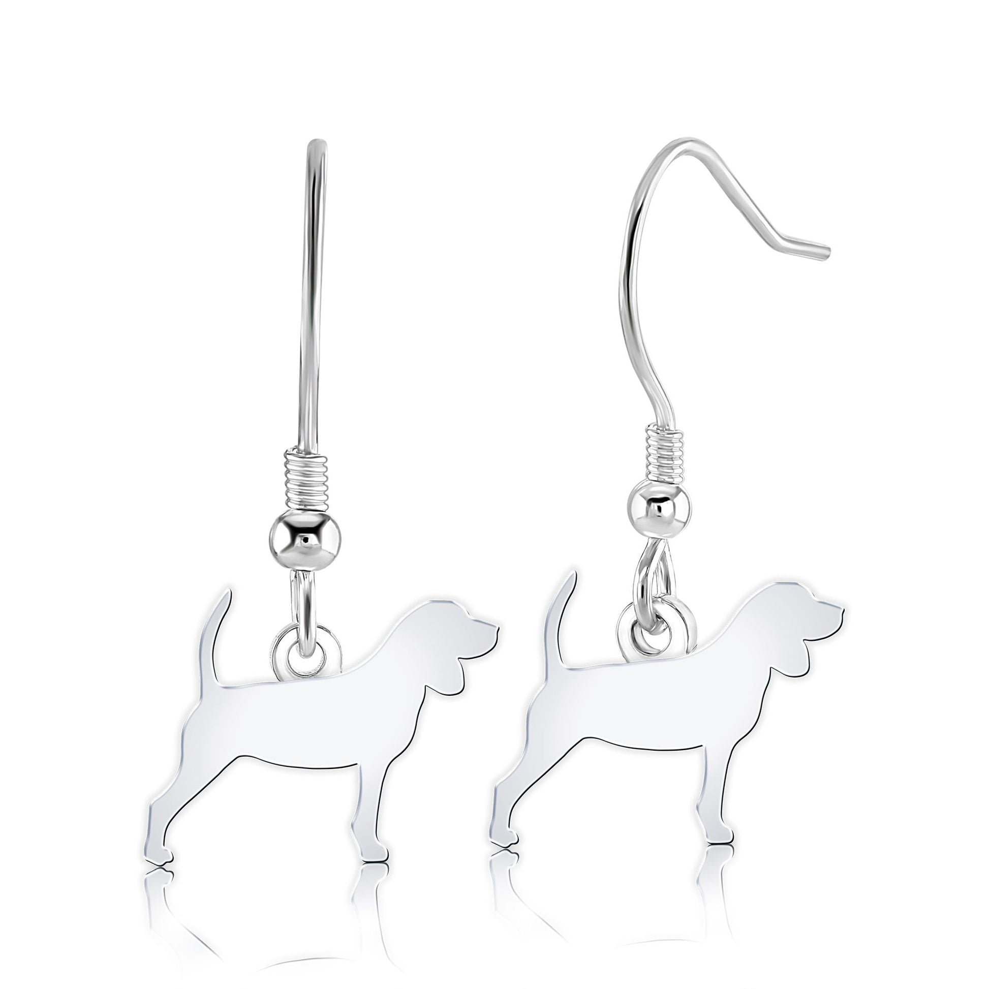 Beagle Silhouette Silver Earrings - MYLEE London