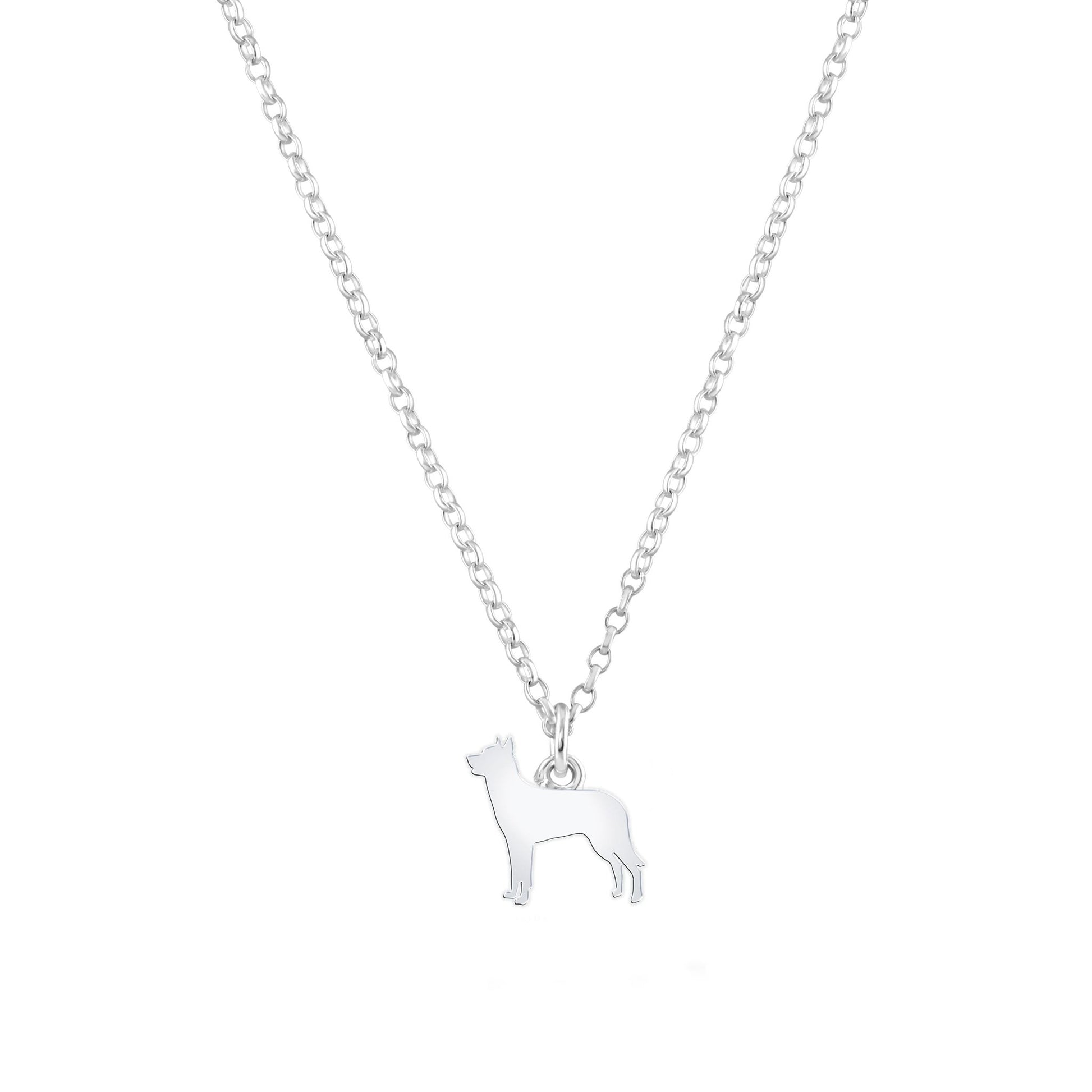 Beauceron Silhouette Silver Necklace - Personalised - MYLEE London