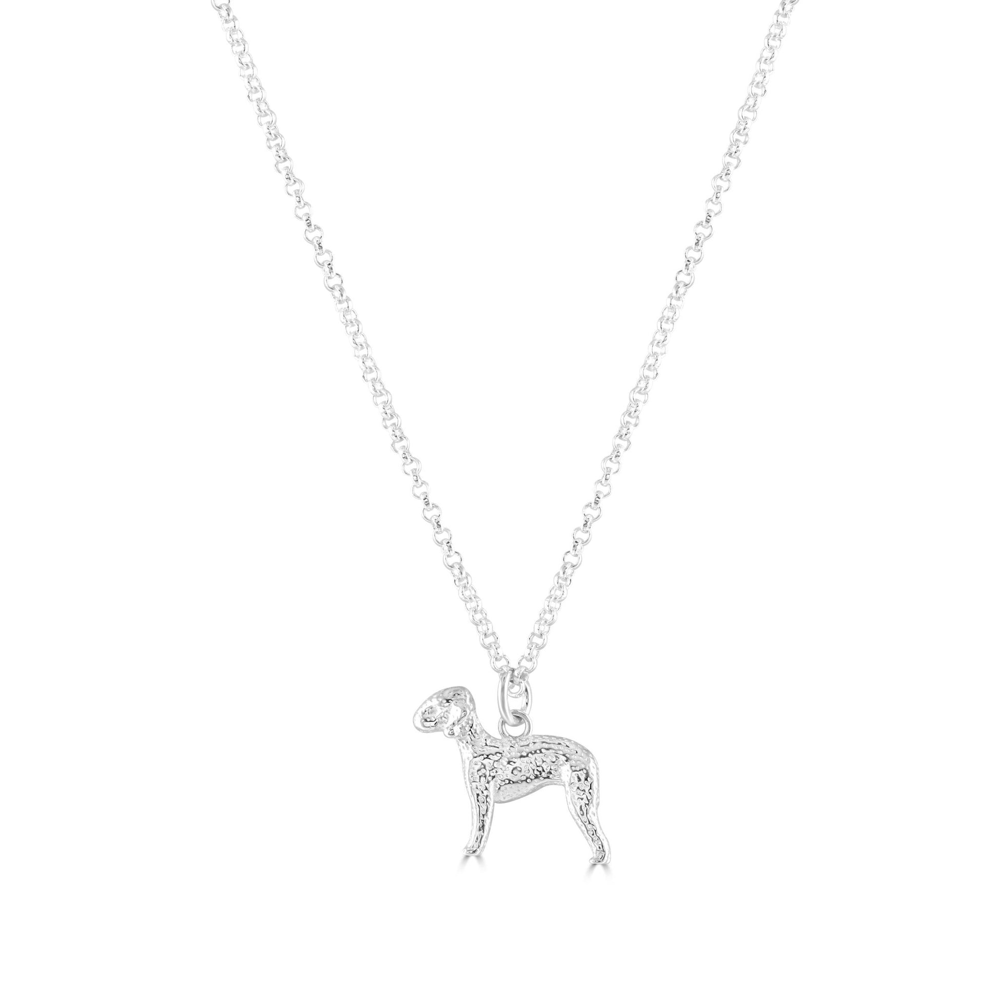 Bedlington Terrier Silver Necklace - Personalised - MYLEE London