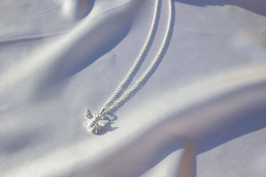 Bee Silver Necklace - Personalised - MYLEE London