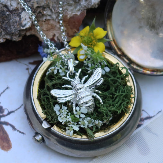 Bee Silver Necklace - Personalised - MYLEE London