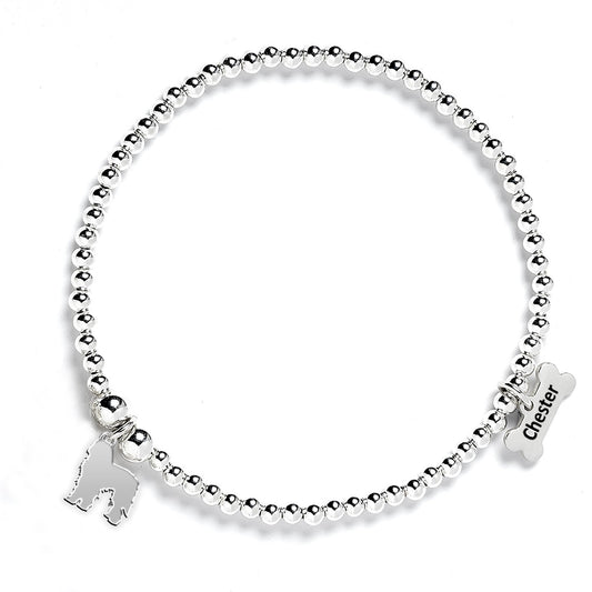Bergamasco Silhouette Silver Ball Bead Bracelet - Personalised - MYLEE London