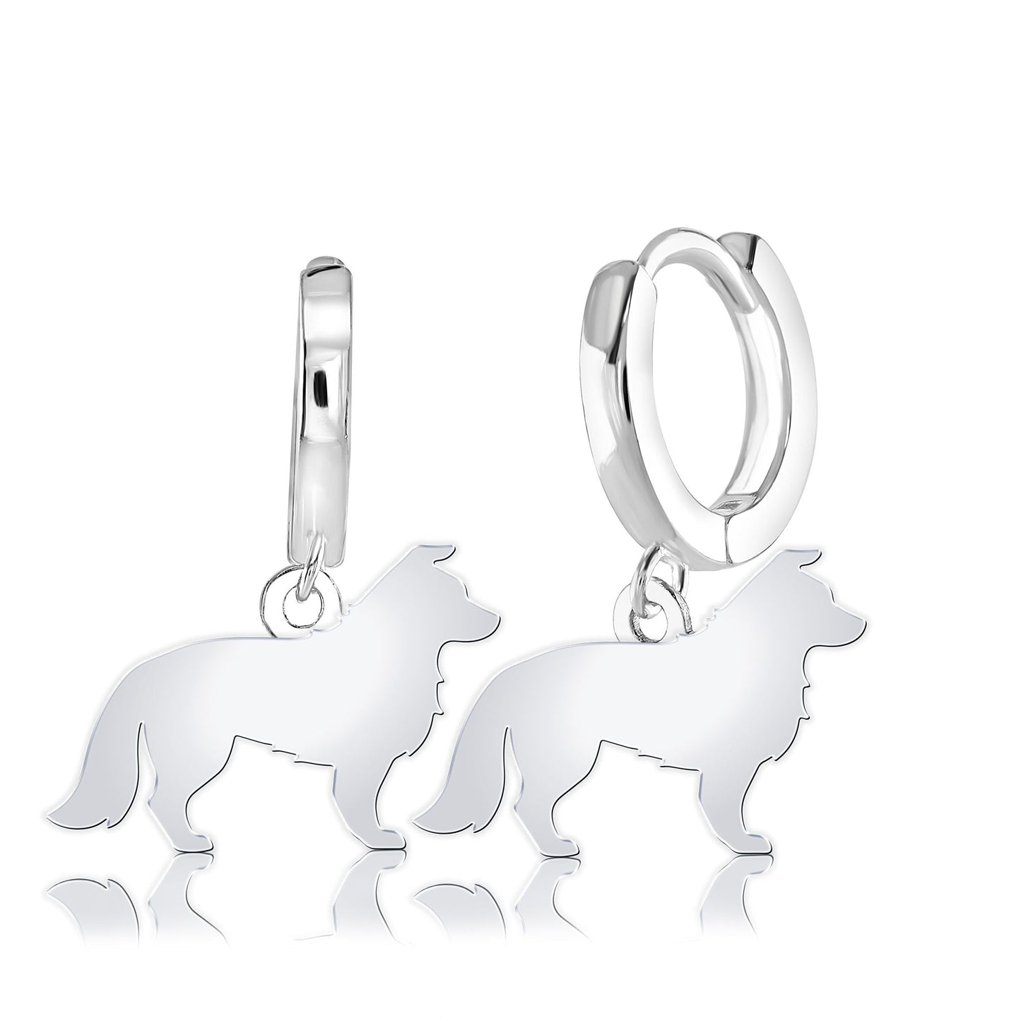 Border Collie Silhouette Silver Earrings - MYLEE London
