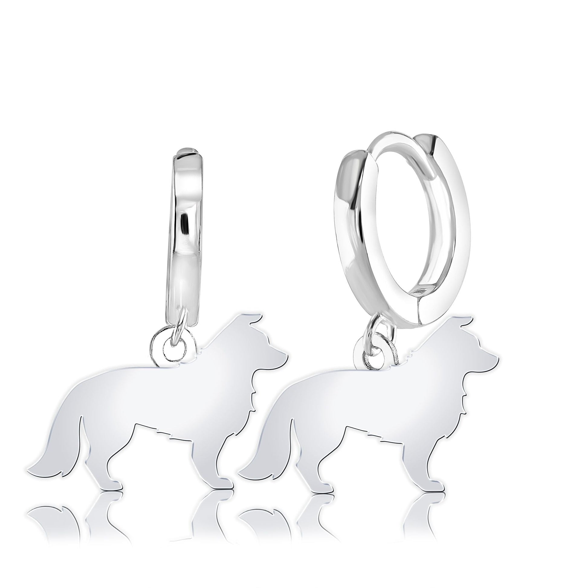 Border Collie Silhouette Silver Earrings - MYLEE London