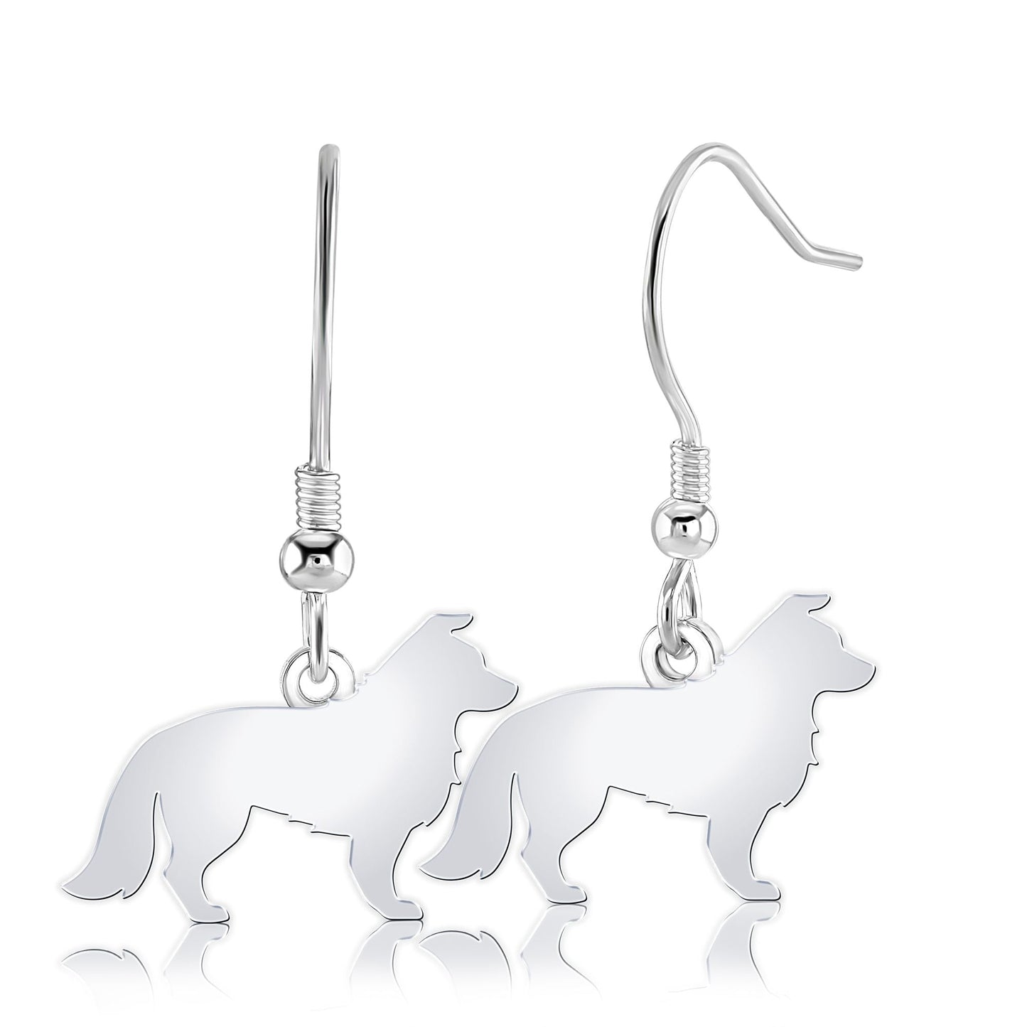 Border Collie Silhouette Silver Earrings - MYLEE London