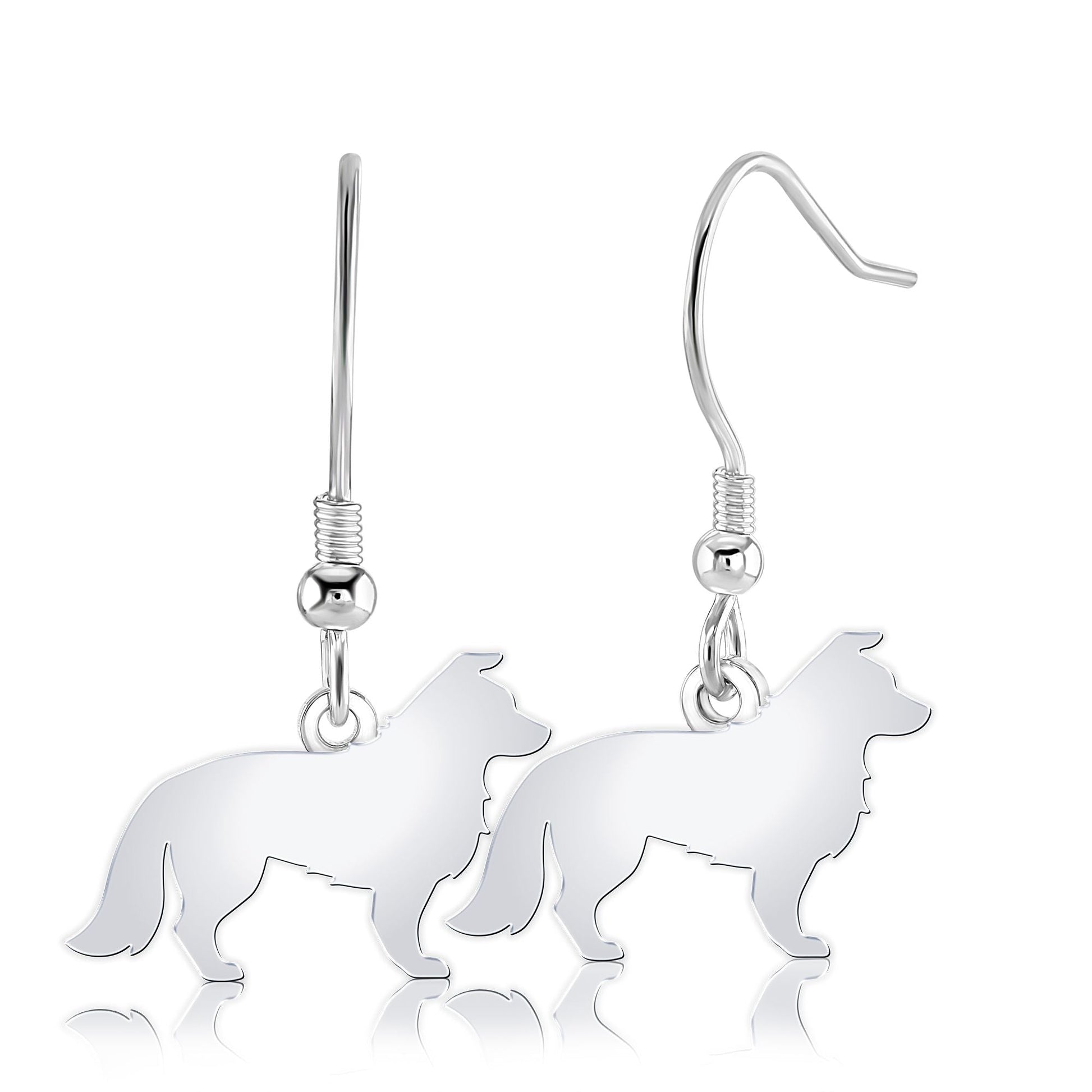 Border Collie Silhouette Silver Earrings - MYLEE London