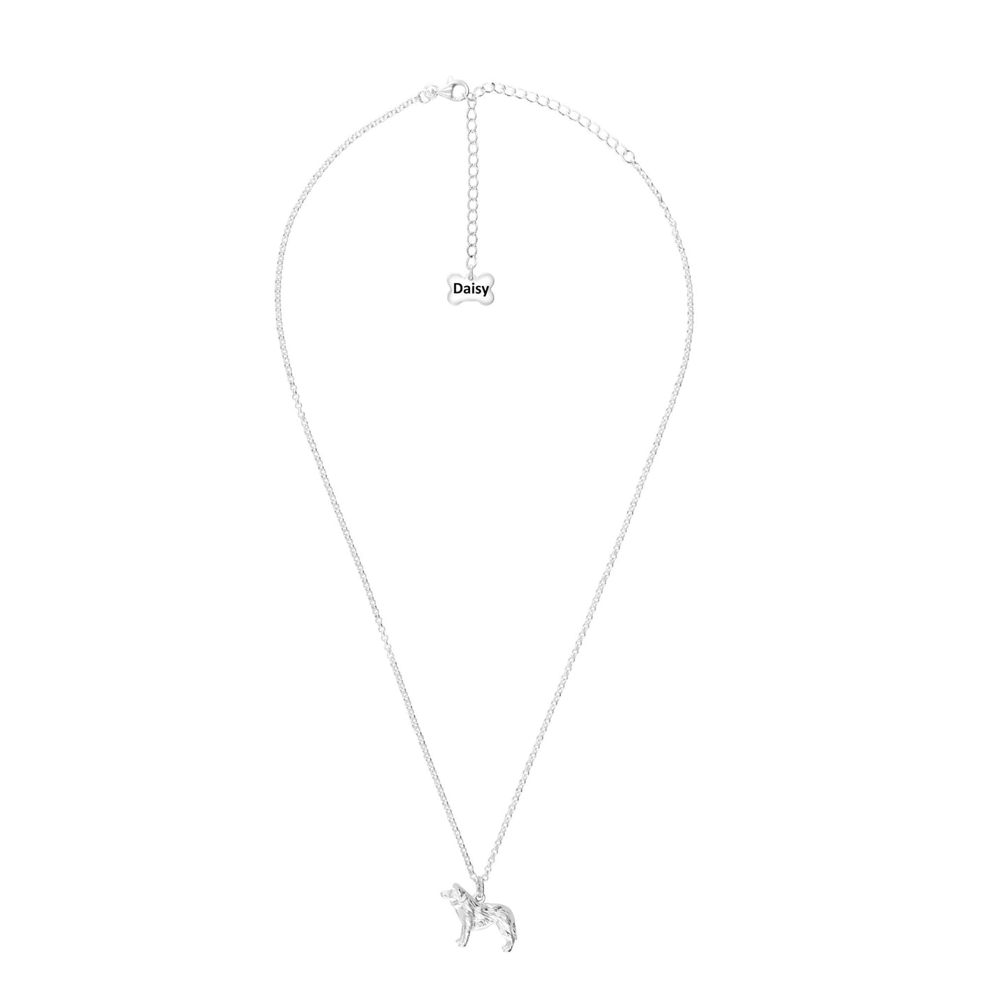 Border Collie Silver Necklace - Personalised - MYLEE London