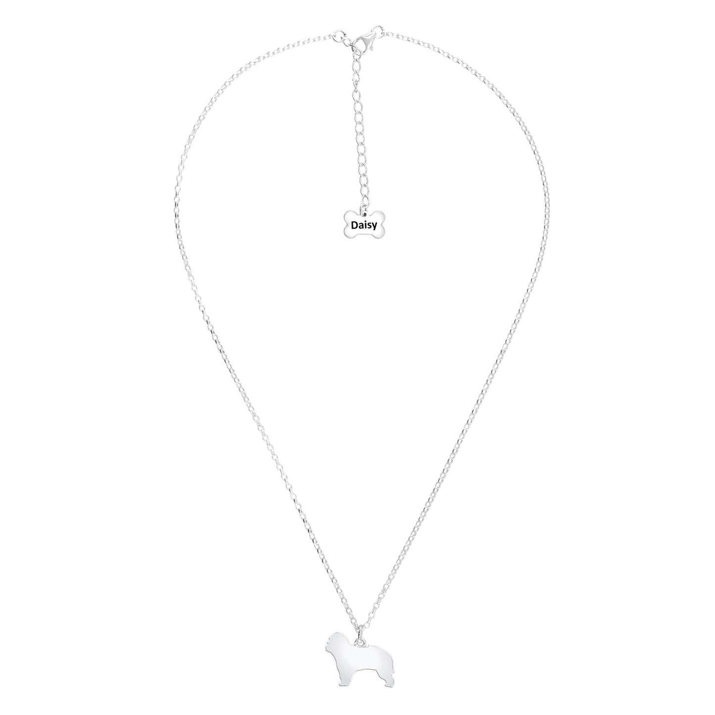 Catalan Sheepdog Silhouette Silver Necklace - Personalised - MYLEE London