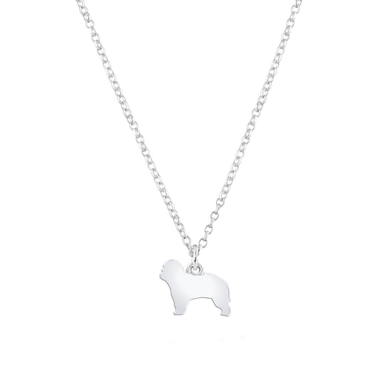 Catalan Sheepdog Silhouette Silver Necklace - Personalised - MYLEE London