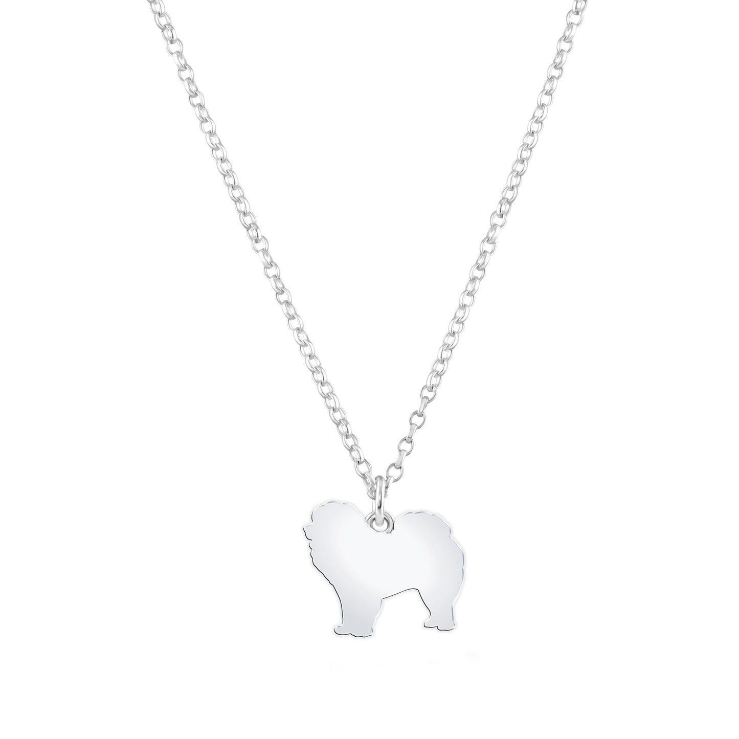 Chow Chow Silhouette Silver Necklace - Personalised - MYLEE London