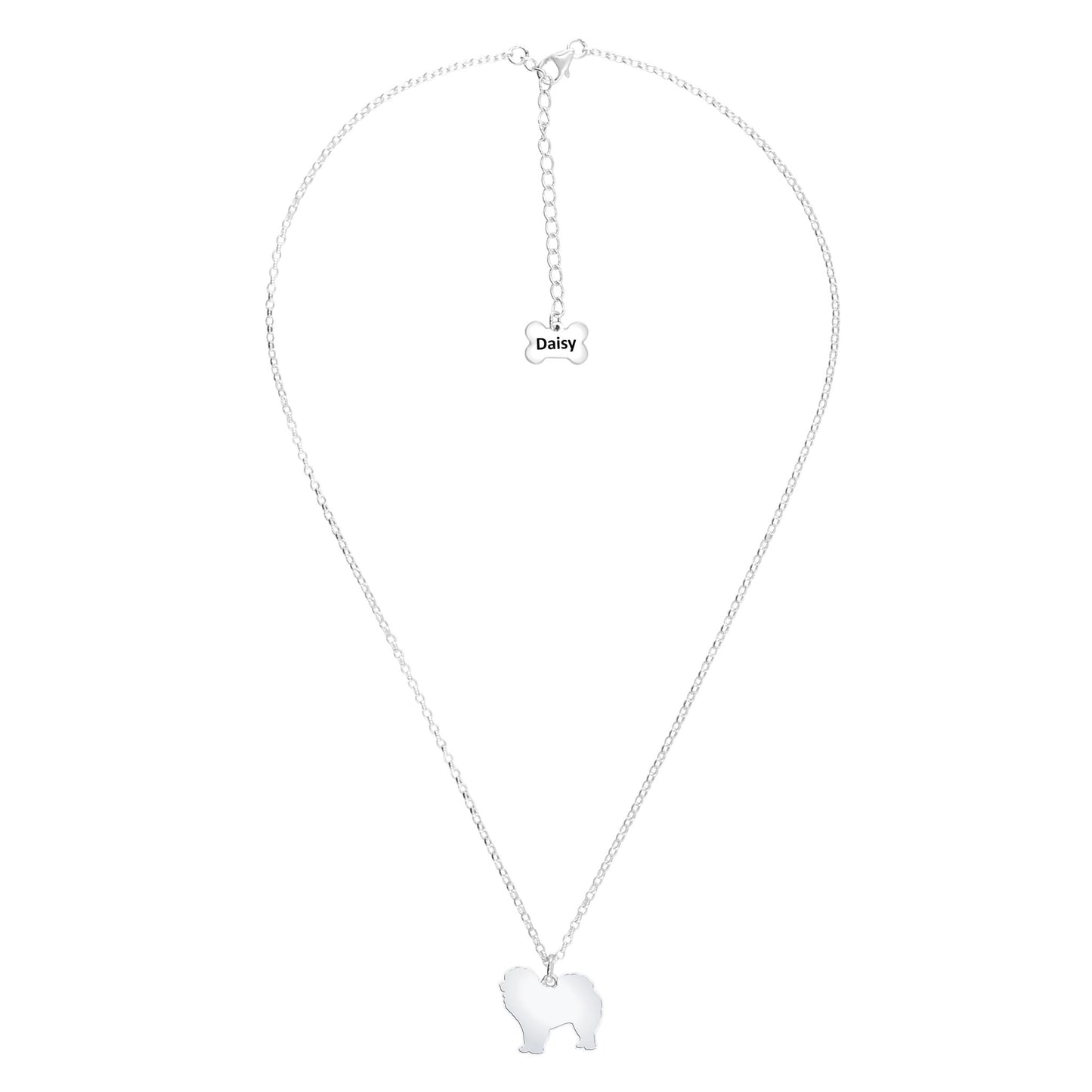 Chow Chow Silhouette Silver Necklace - Personalised - MYLEE London