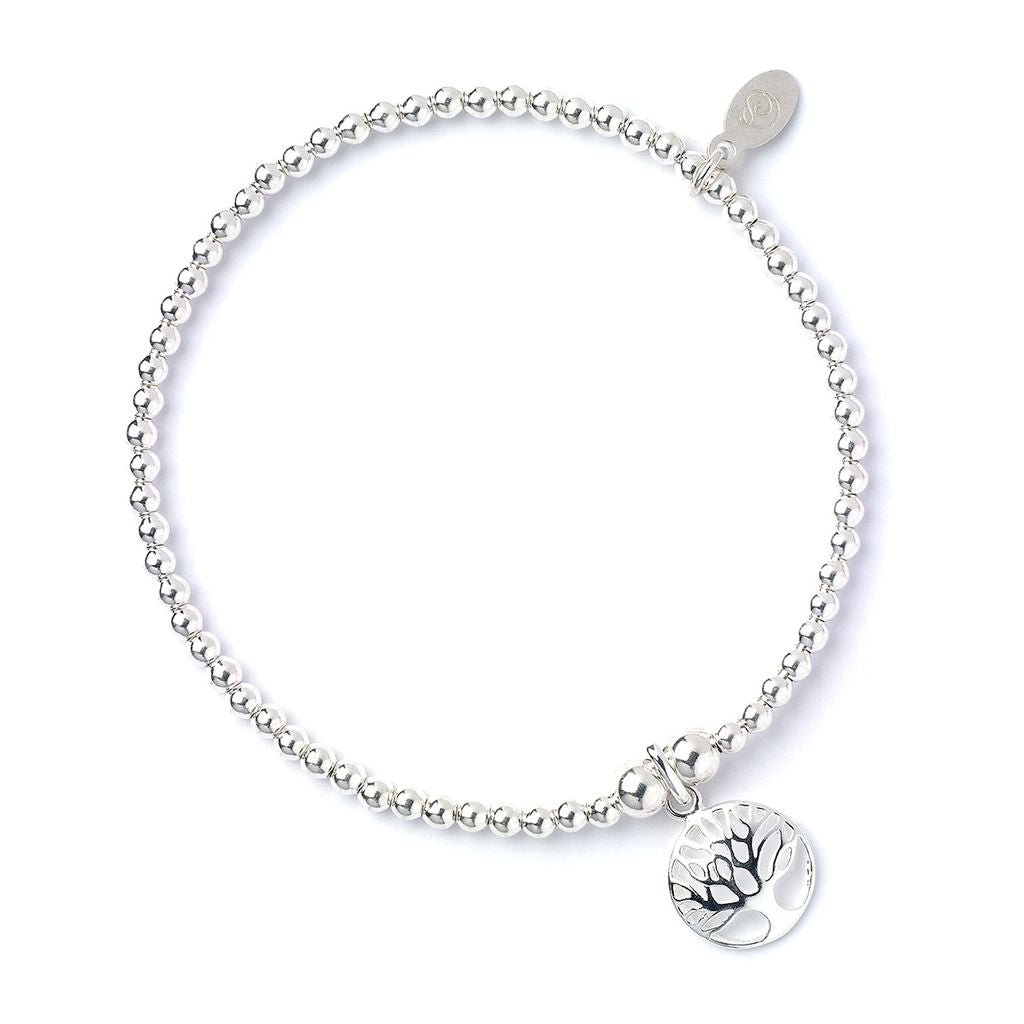 Circle Tree of Life on Silver Ball Bead Bracelet - MYLEE London