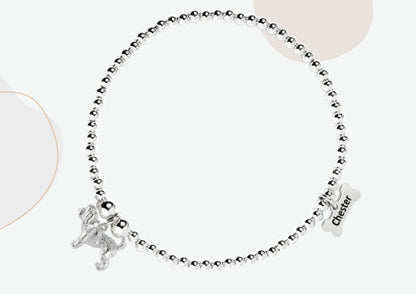 Cockapoo Silver Ball Bead Bracelet - Personalised - MYLEE London