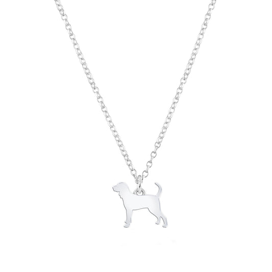 Coonhound Silhouette Silver Necklace - Personalised - MYLEE London