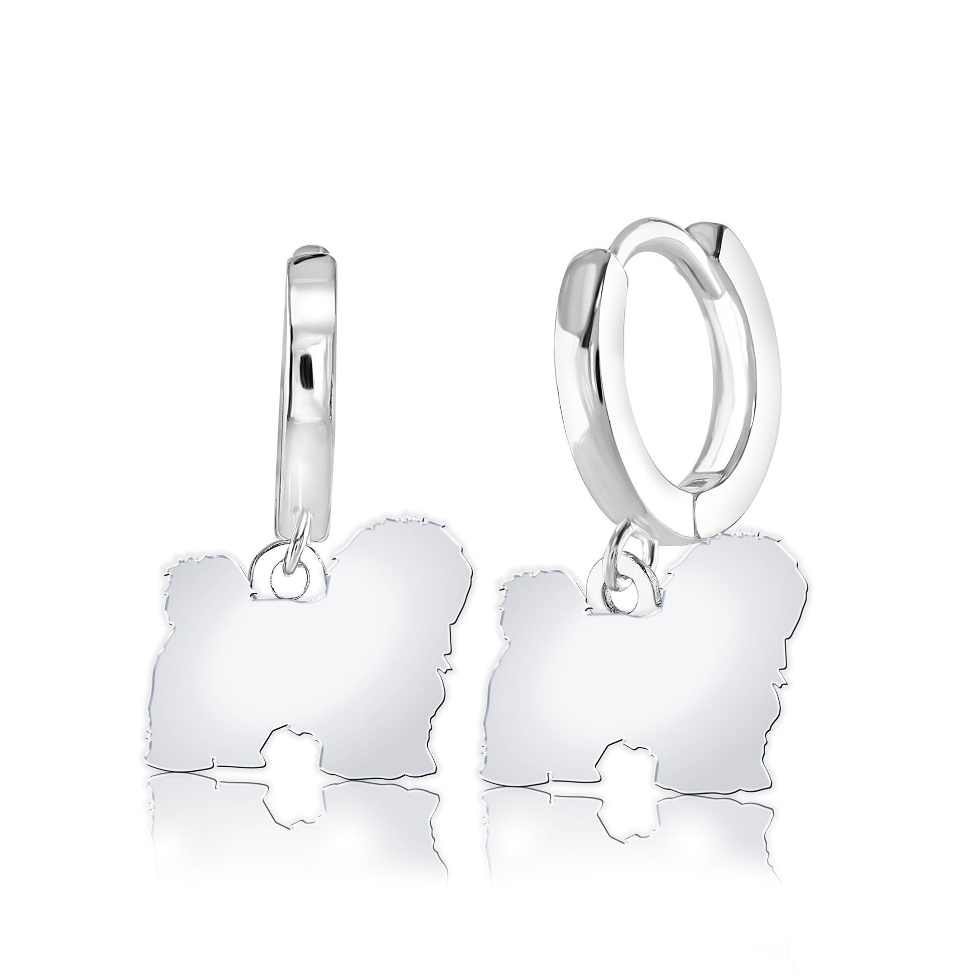 Coton De Tulear Silhouette Silver Earrings - MYLEE London