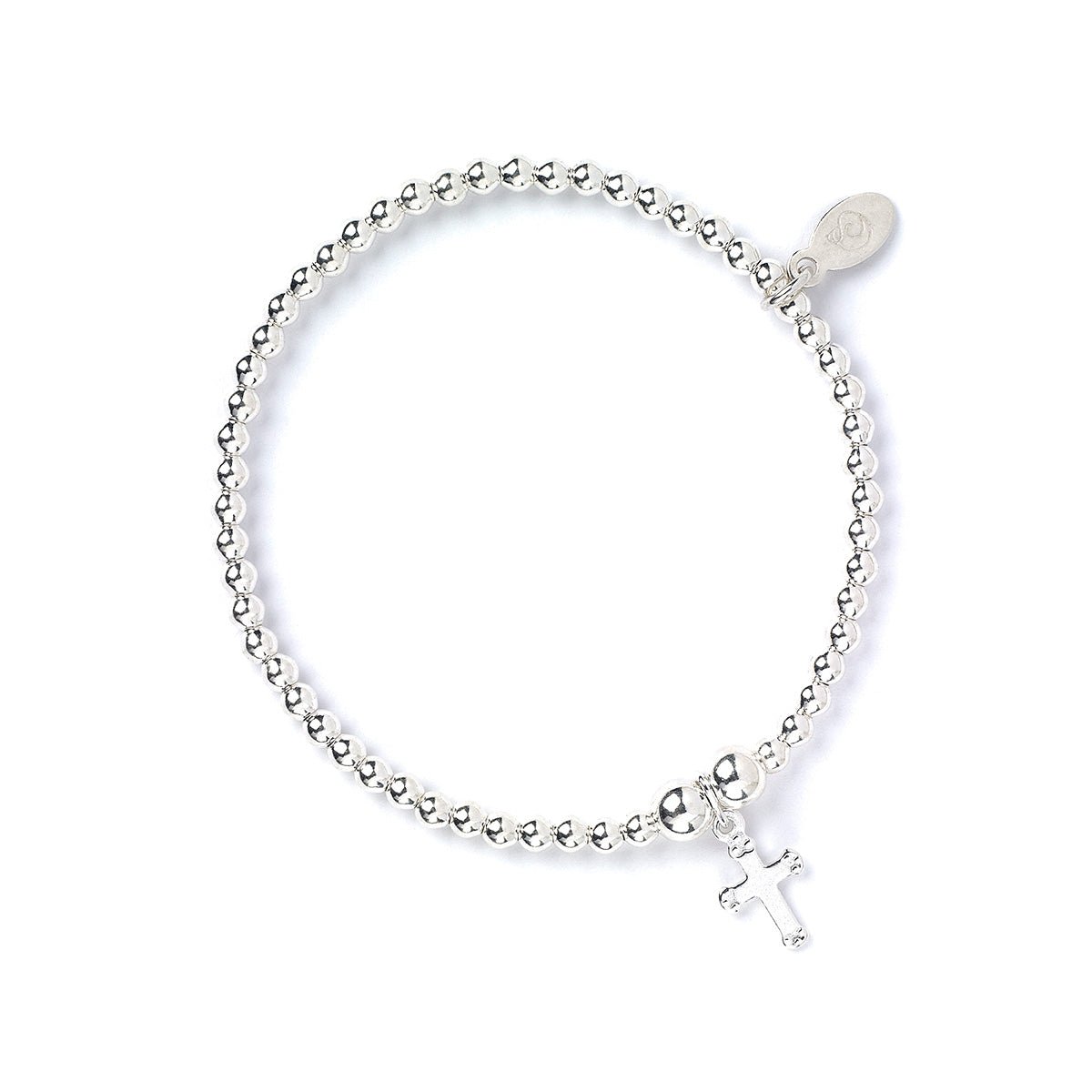 Cross on Silver Ball Bead Bracelet - MYLEE London