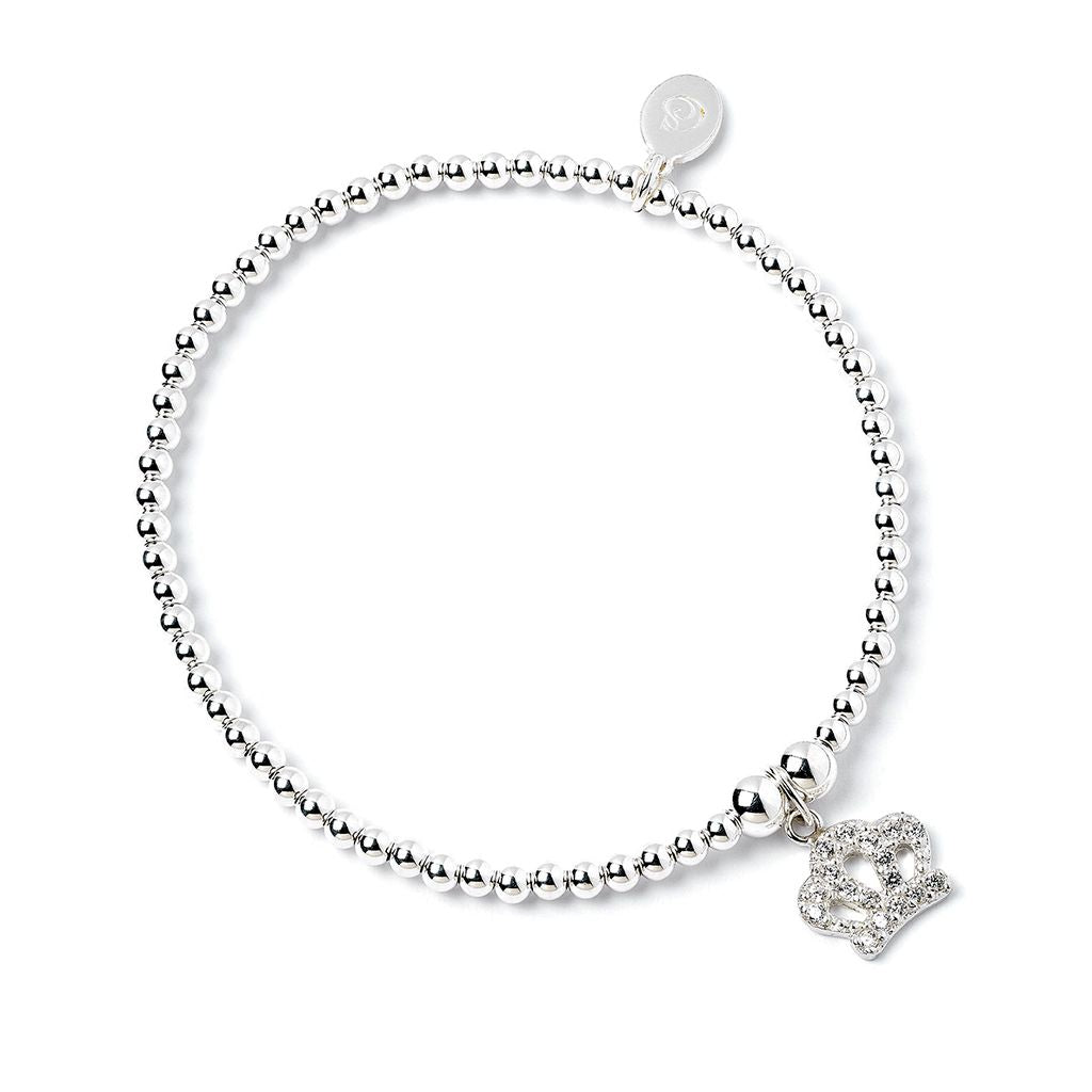 Crystal Crown on Silver Ball Bead Bracelet - MYLEE London