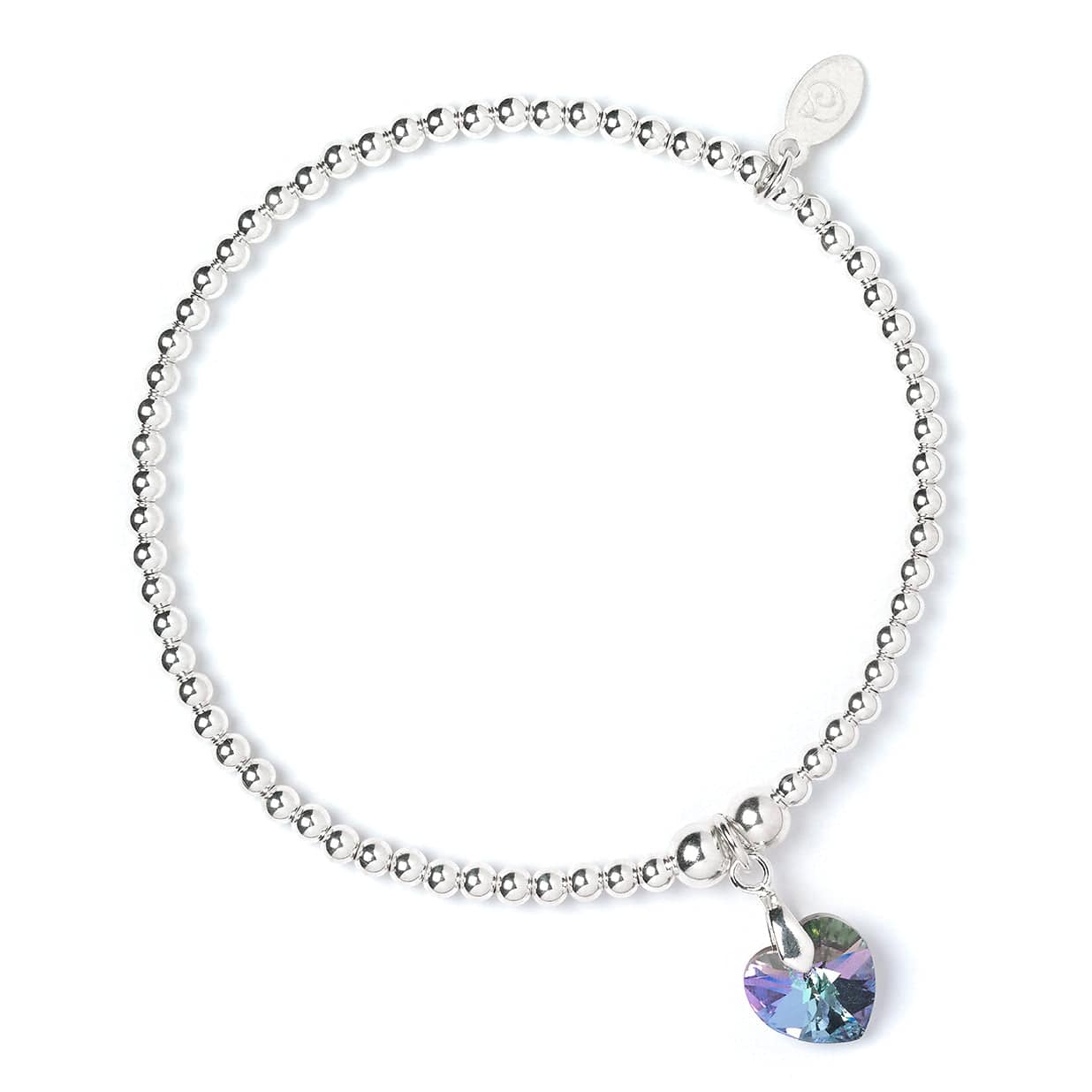Crystal Hearts on Silver Ball Bead Bracelet - MYLEE London