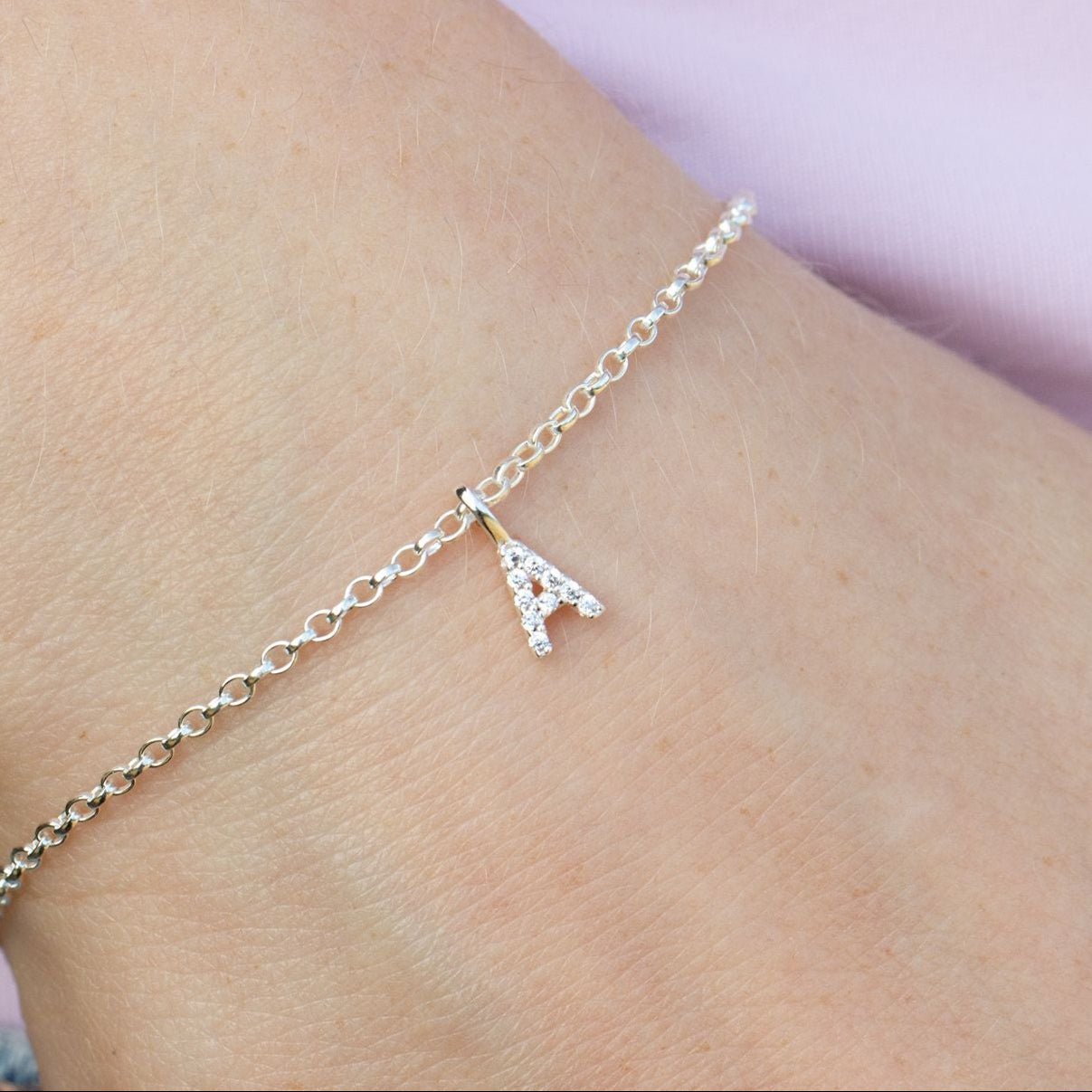 Crystal Initial Dainty Chain Bracelet - MYLEE London