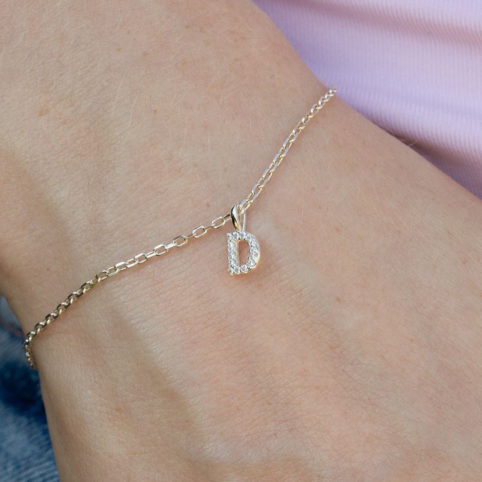 Crystal Initial Dainty Chain Bracelet - MYLEE London