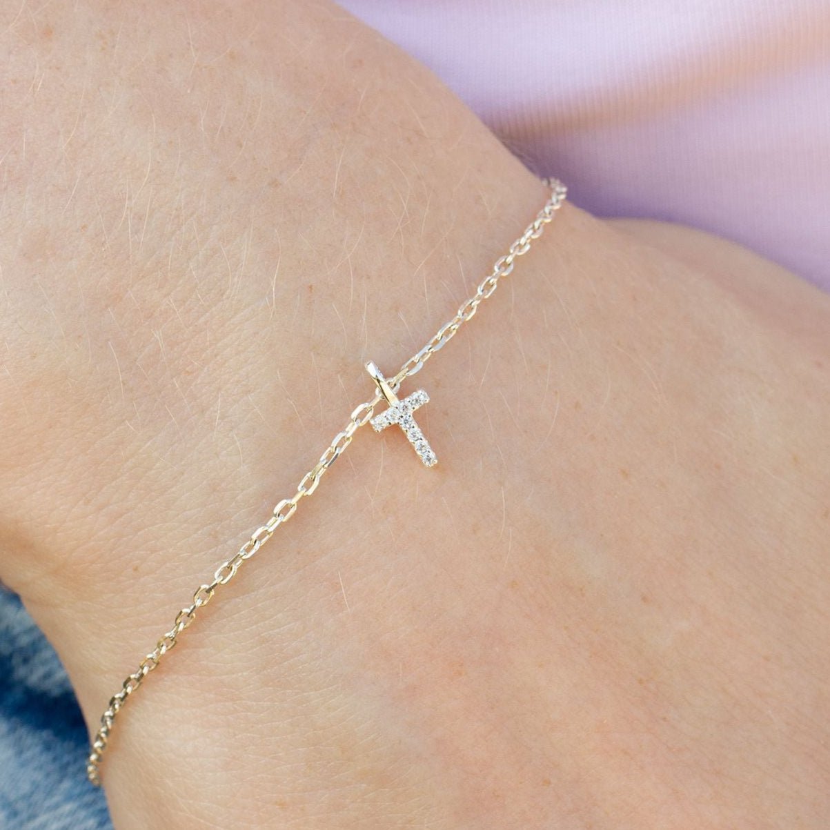 Crystal Initial Dainty Chain Bracelet - MYLEE London
