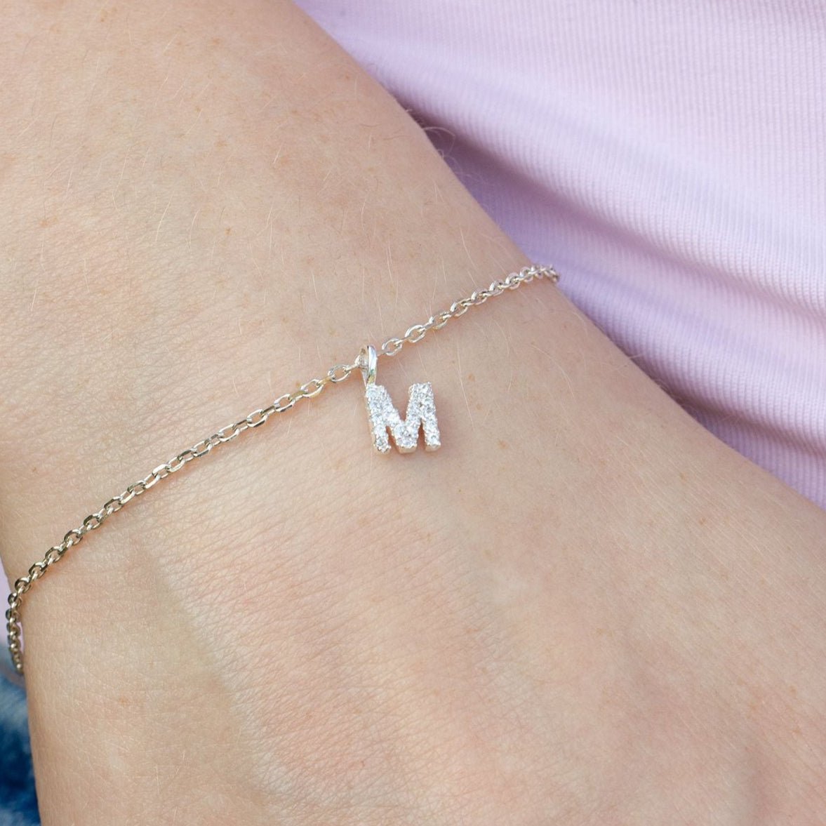 Crystal Initial Dainty Chain Bracelet - MYLEE London
