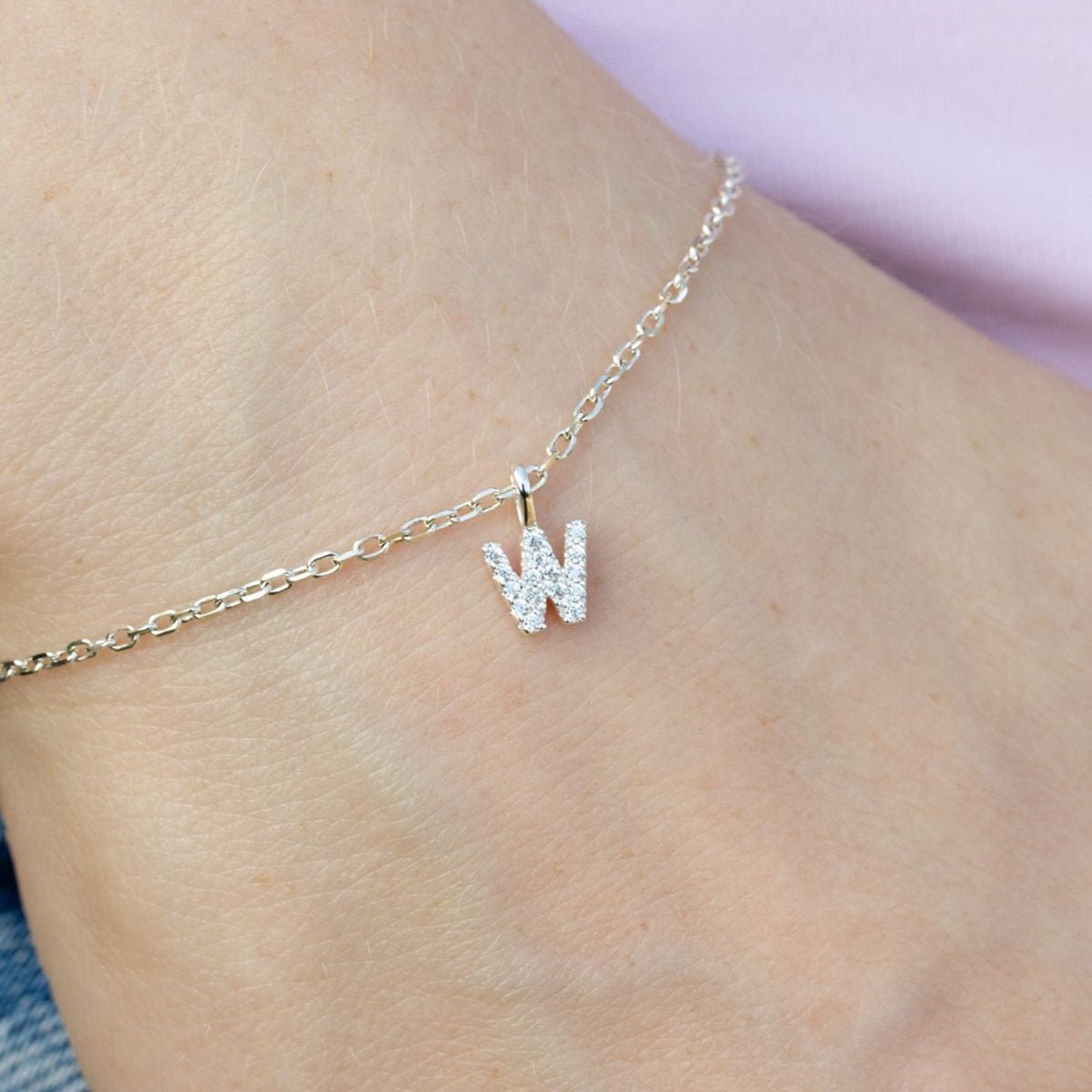 Crystal Initial Dainty Chain Bracelet - MYLEE London