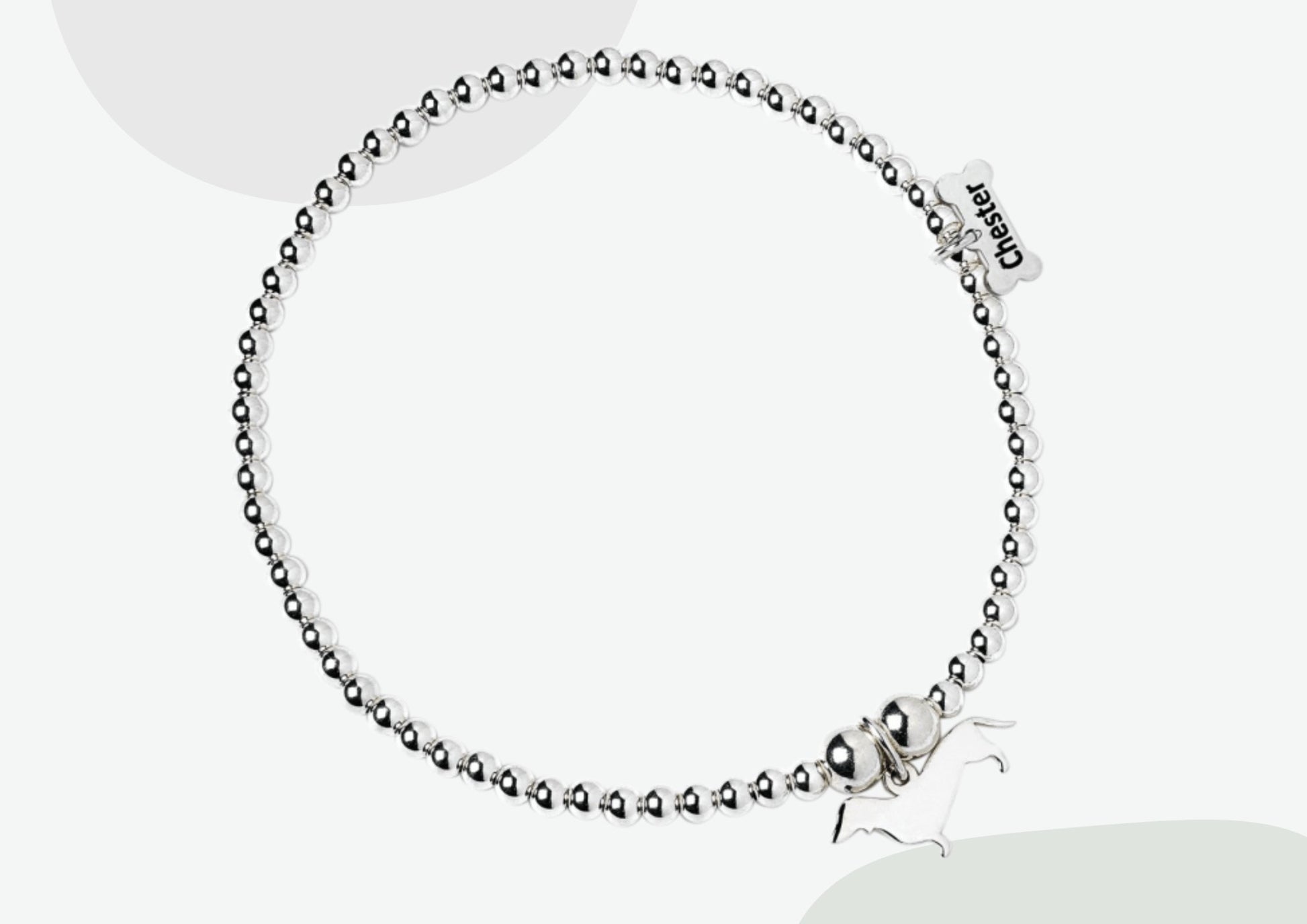 Dachshund Silhouette Silver Ball Bead Bracelet - Personalised - MYLEE London