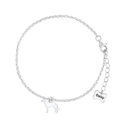 Dalmatian Silhouette Silver Chain Bracelet - Personalised - MYLEE London