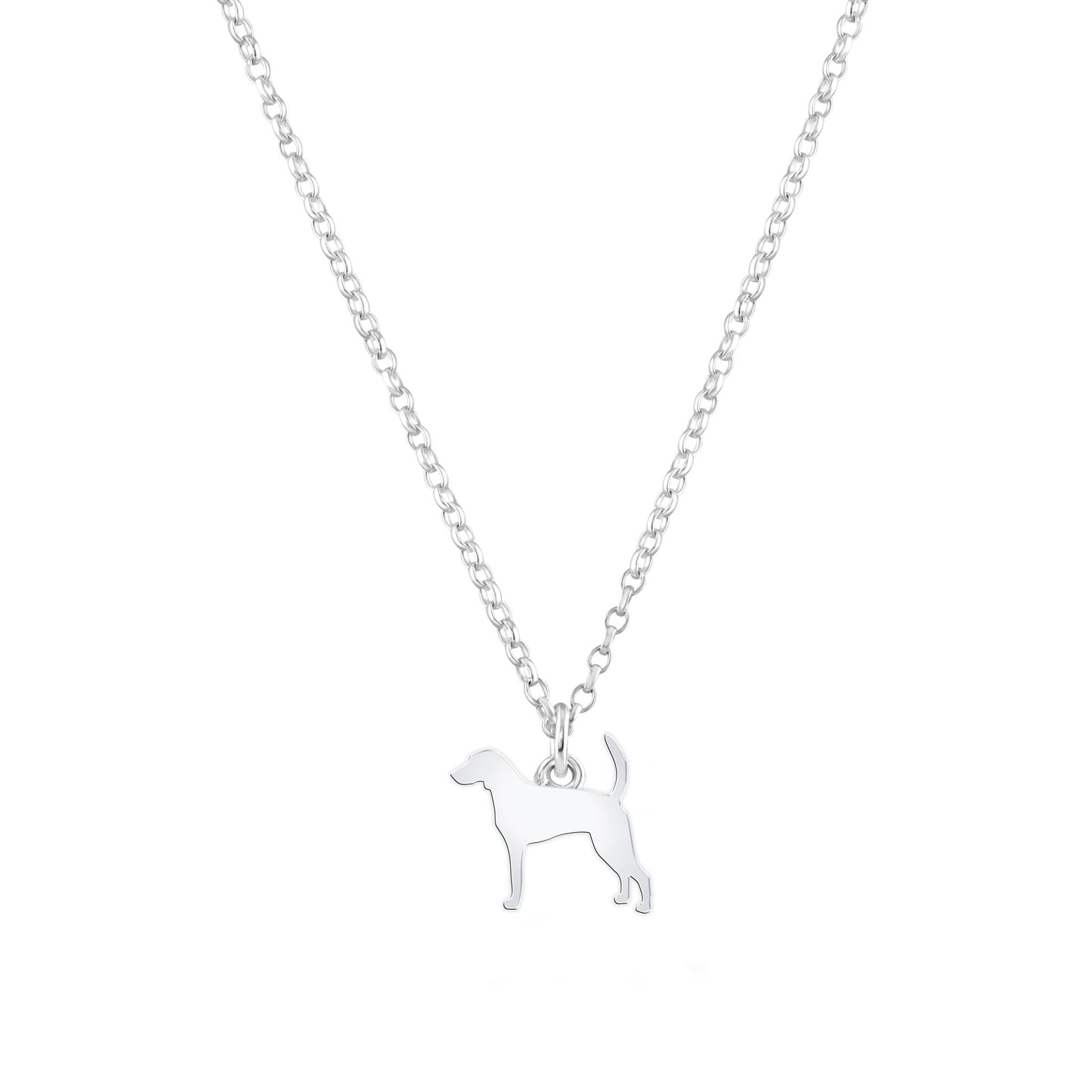 Foxhound Silhouette Silver Necklace - Personalised - MYLEE London