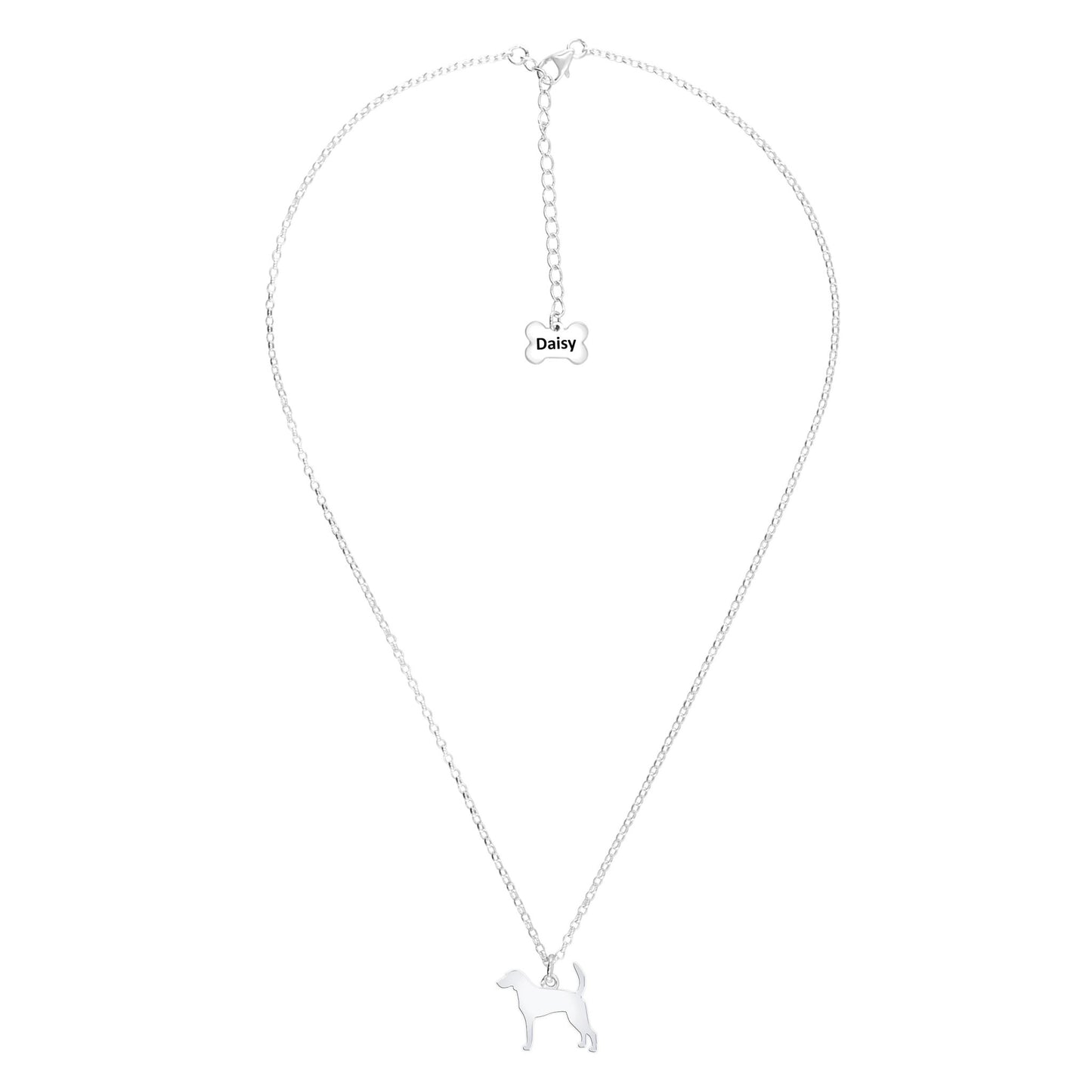 Foxhound Silhouette Silver Necklace - Personalised - MYLEE London