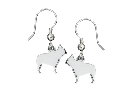 French Bulldog Silhouette Silver Earrings - MYLEE London