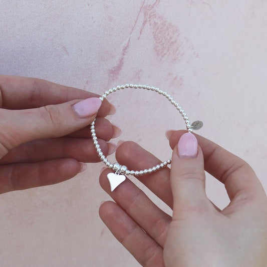 Funky Heart on Silver Ball Bead Bracelet - MYLEE London