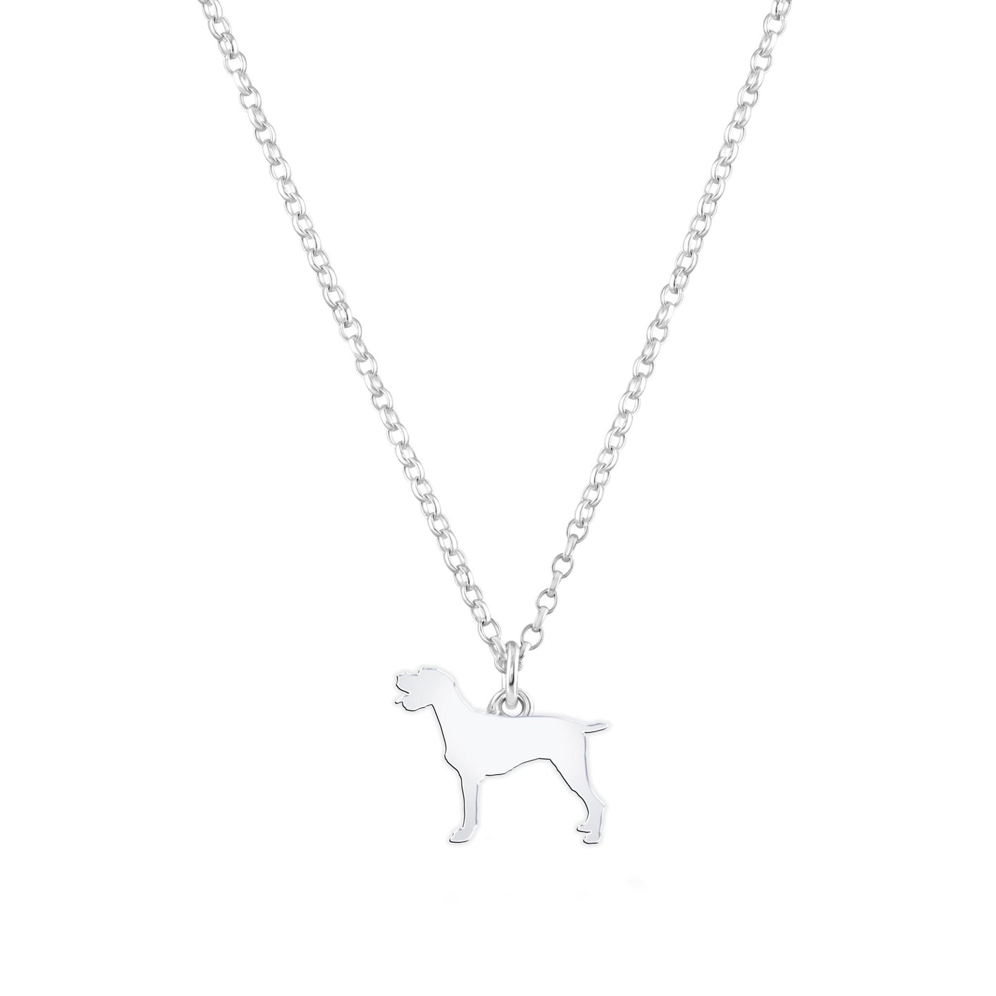 German Longhaired Pointer Silhouette Silver Necklace - Personalised - MYLEE London