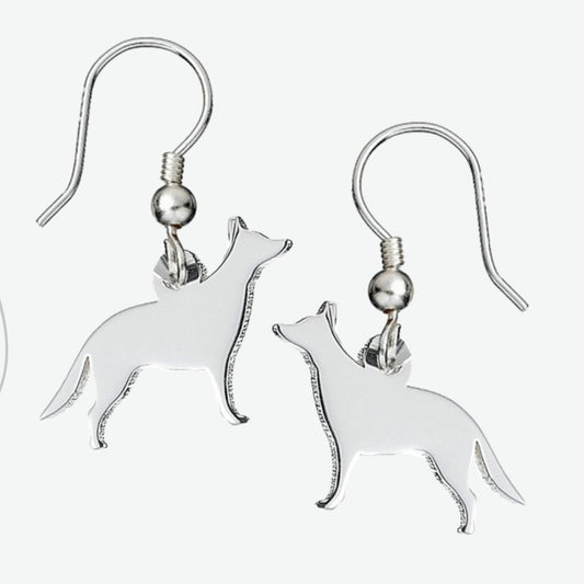 German Shepherd Silhouette Silver Earrings - MYLEE London