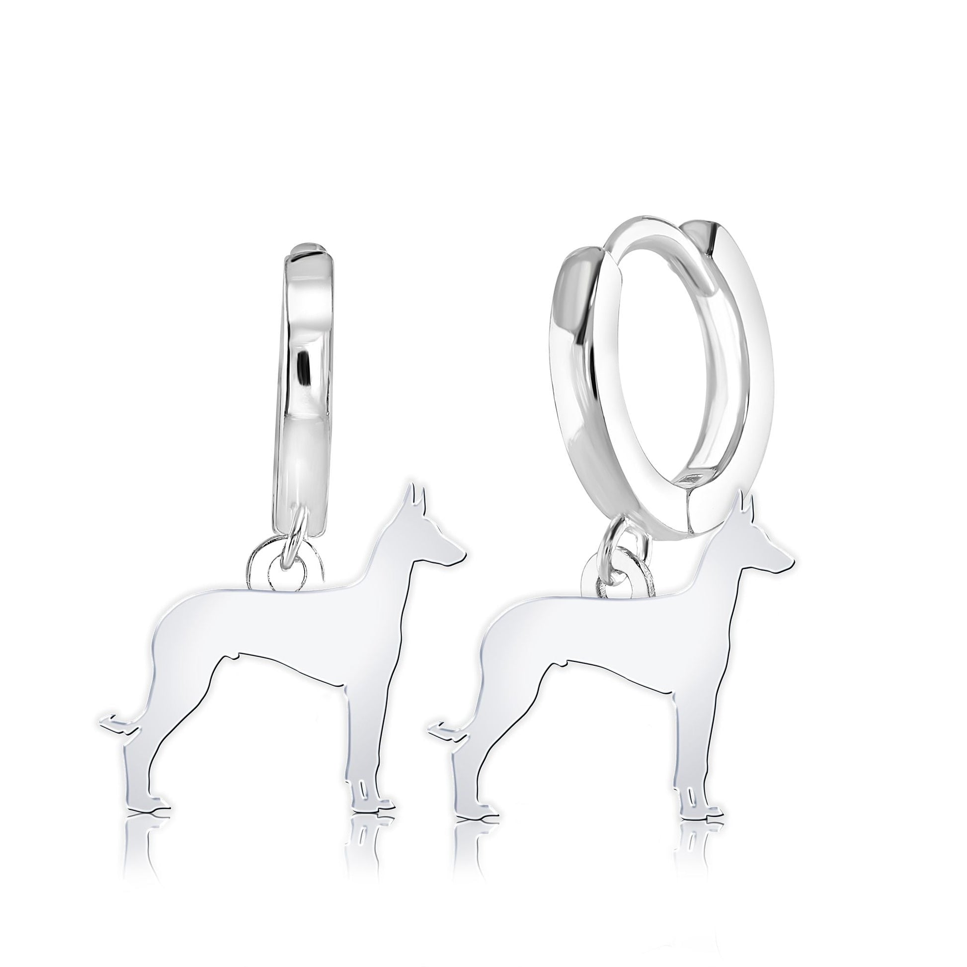 Ibizan Hound Silhouette Silver Earrings - MYLEE London