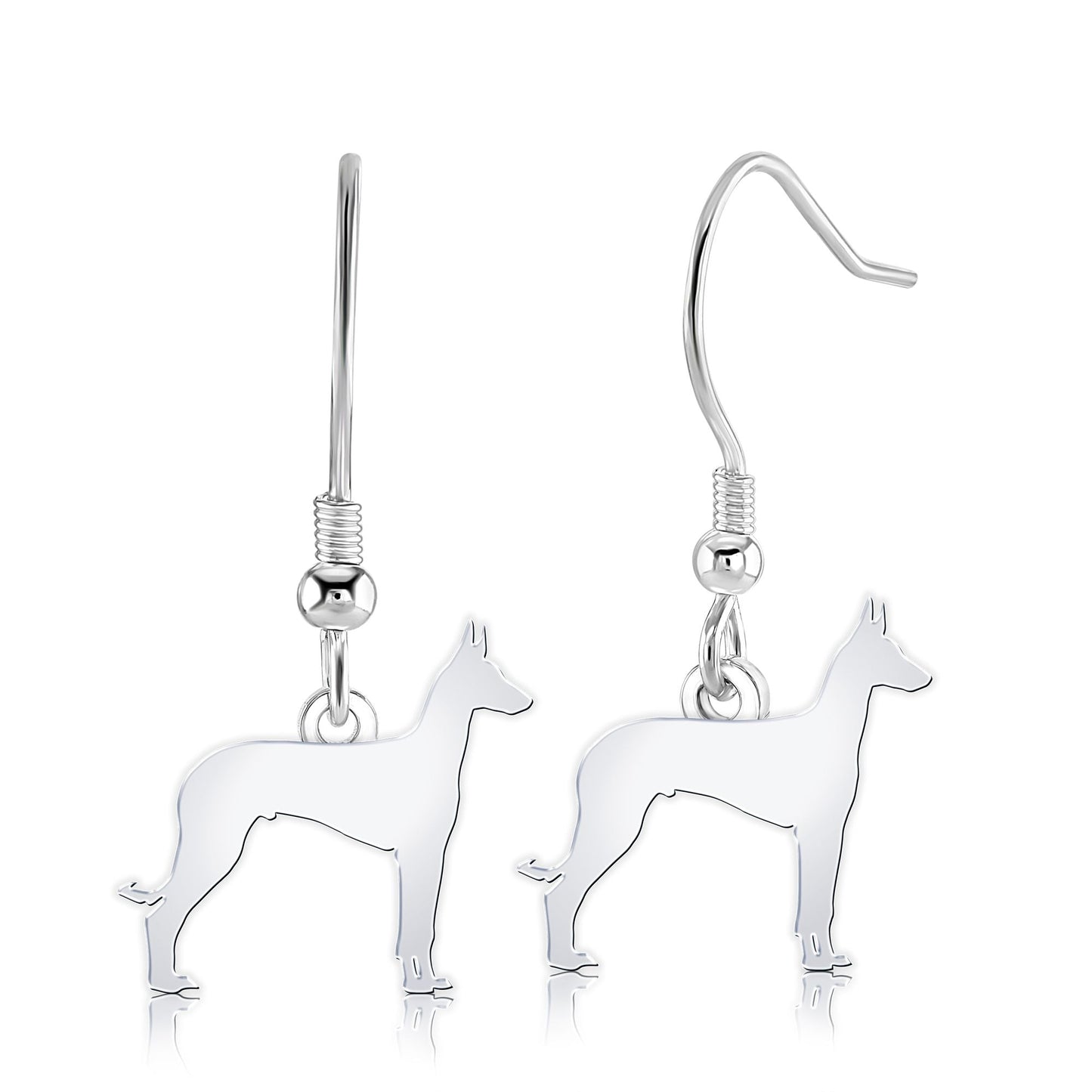 Ibizan Hound Silhouette Silver Earrings - MYLEE London