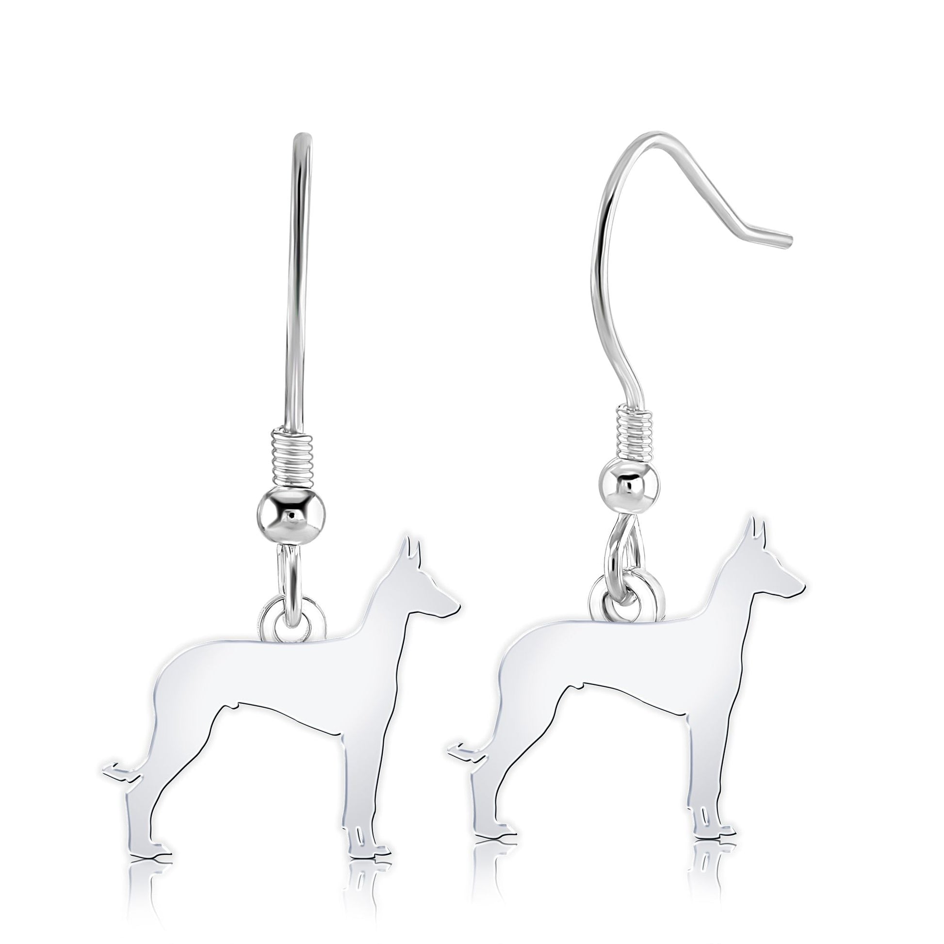 Ibizan Hound Silhouette Silver Earrings - MYLEE London