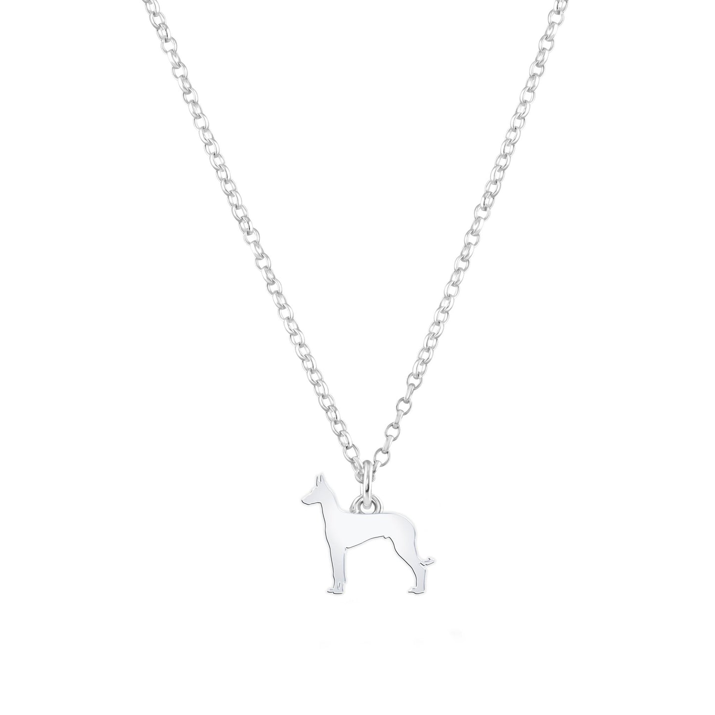 Ibizan Hound Silhouette Silver Necklace - Personalised - MYLEE London