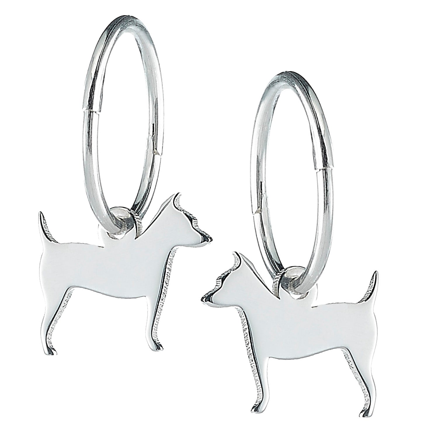 Jack Russell Silhouette Silver Earrings MYLEE London