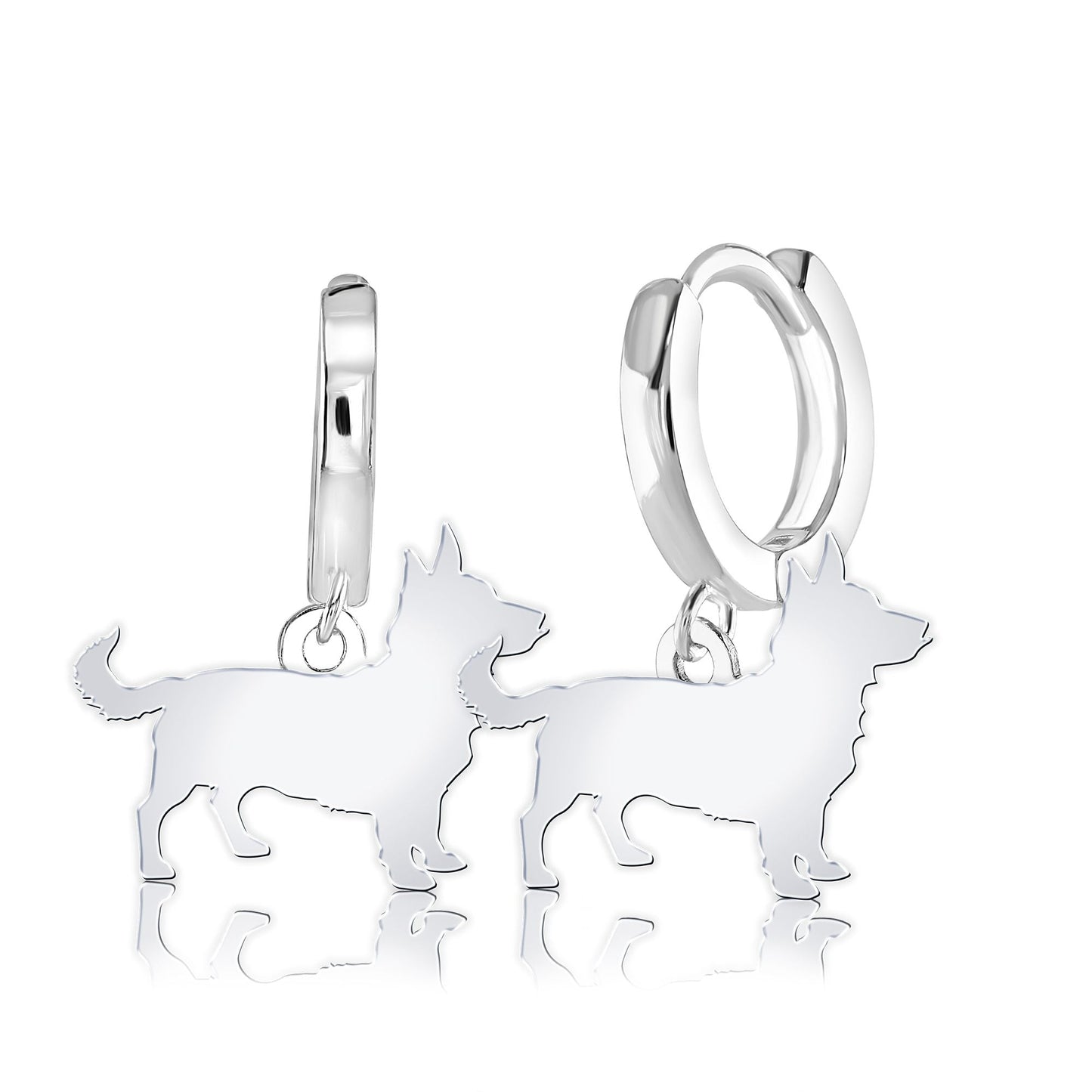 Lancashire Heeler Silhouette Silver Earrings - MYLEE London