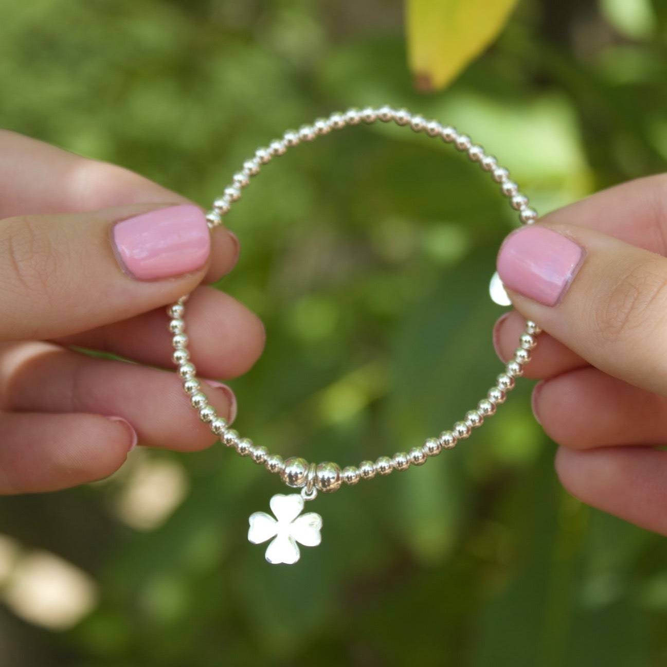 Four-leaf agarwood beaded bracelet with shops silver s925